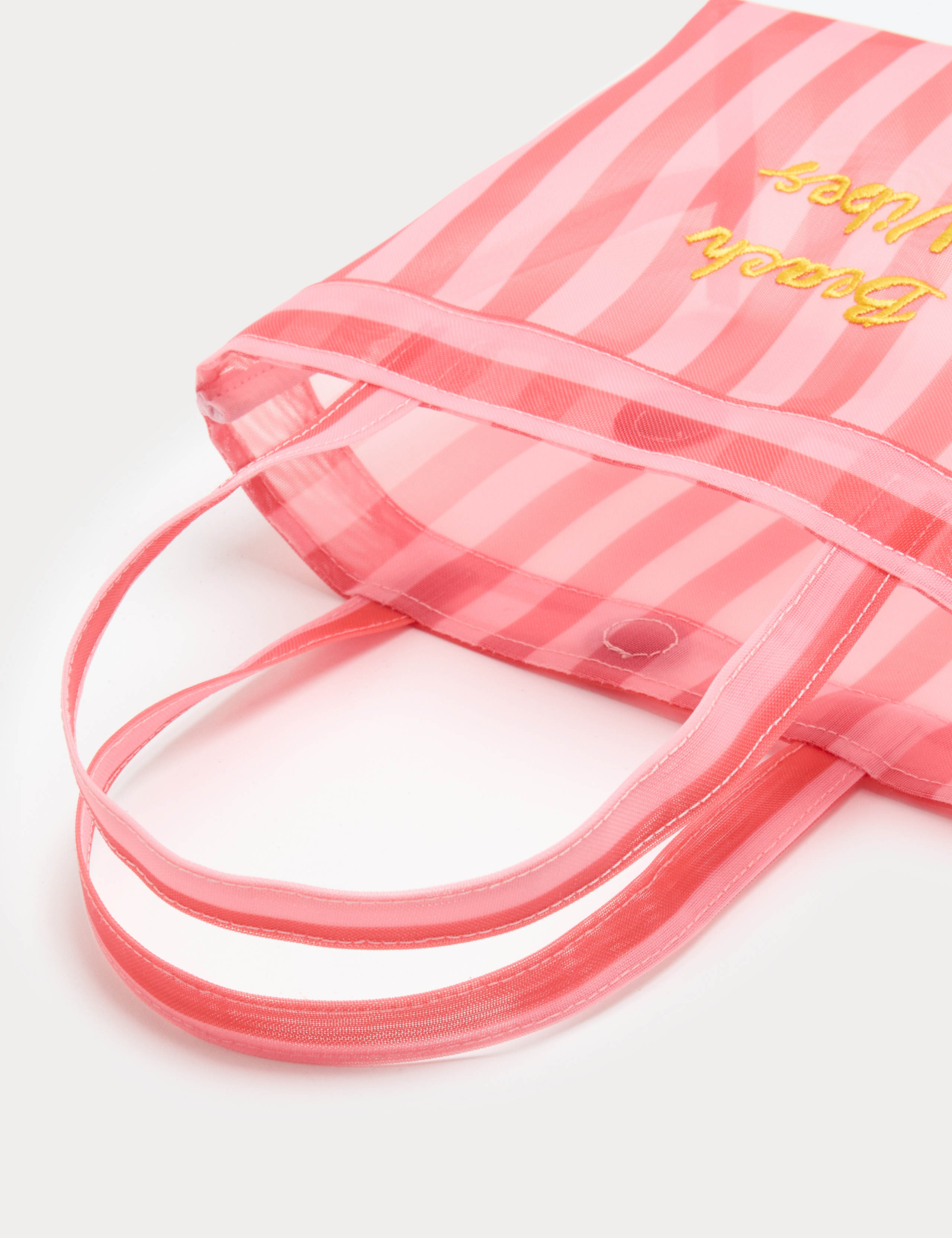 Beach Vibes Striped Mesh Tote Bag 2 of 4