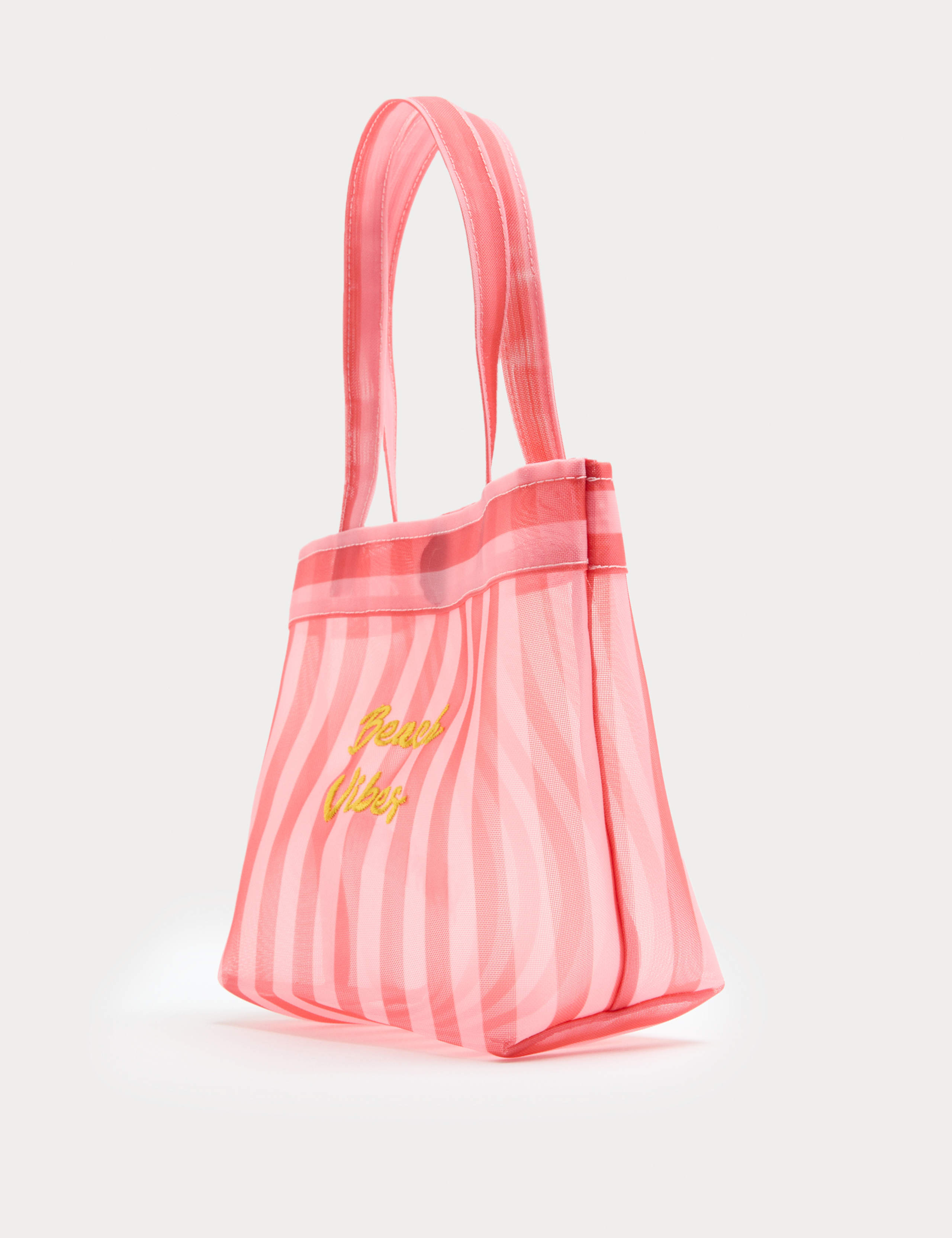 Beach Vibes Striped Mesh Tote Bag 3 of 4