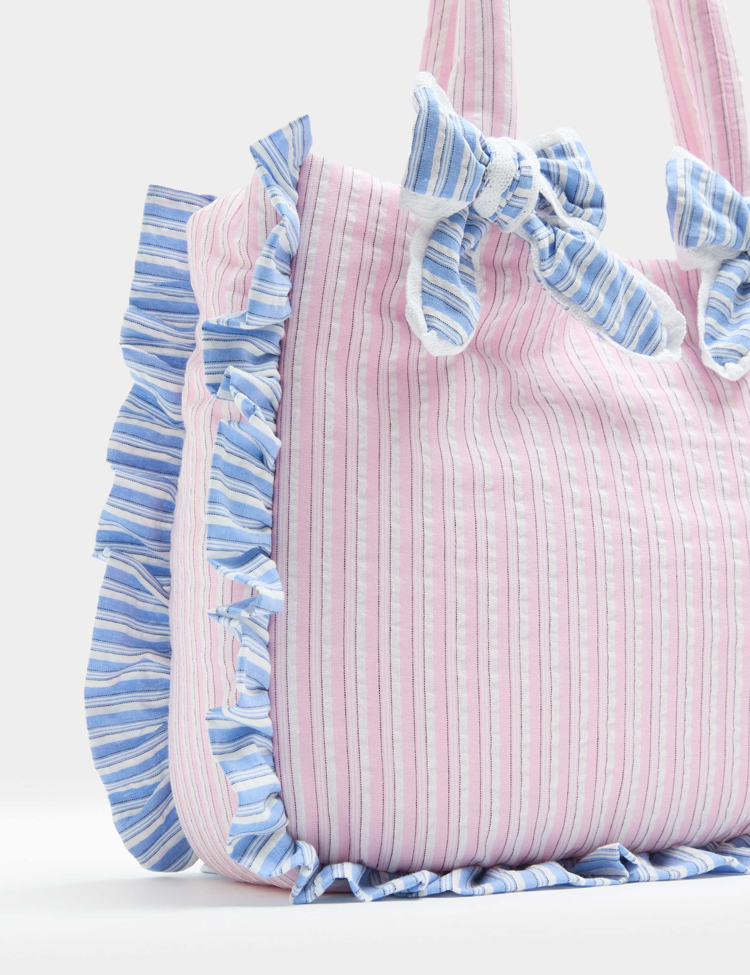 Striped Cotton Bow Tote Bag 2 of 3