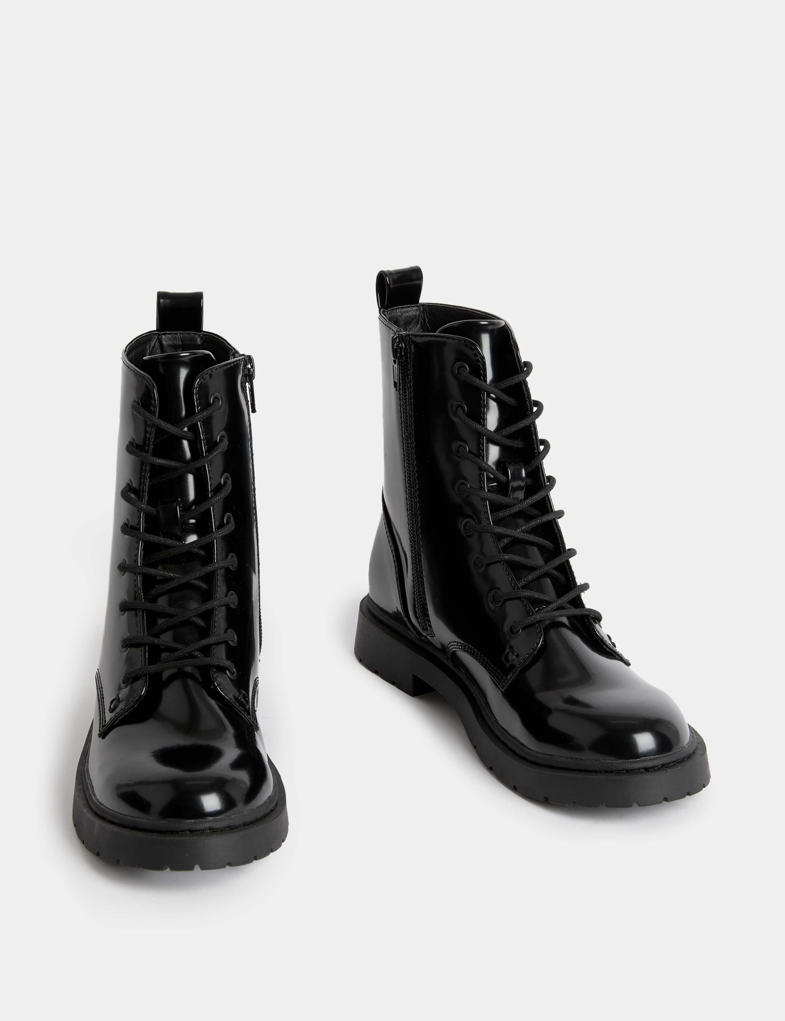 Kids' Lace Up Patent Boots (4 Small - 6 Large) 2 of 4