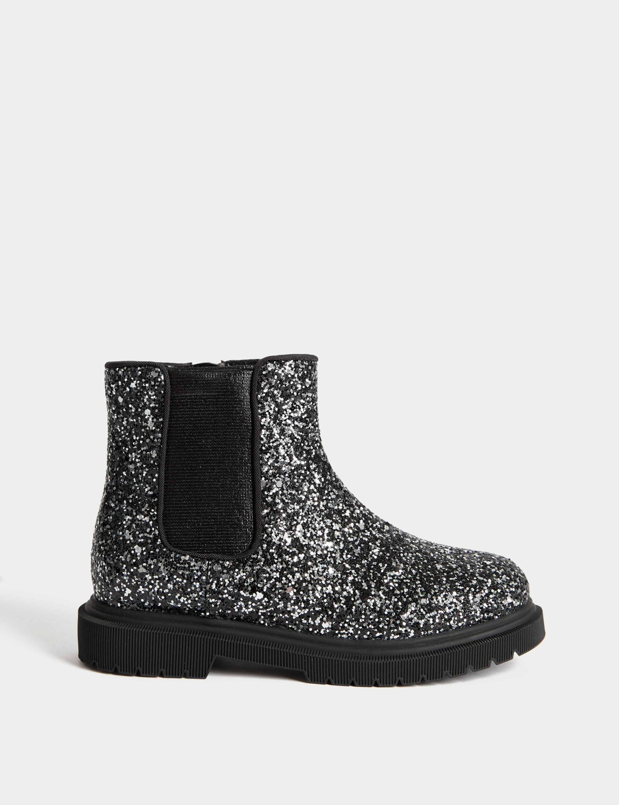 Kids Glitter Chelsea Boots (4 Small - 2 Large) 1 of 4