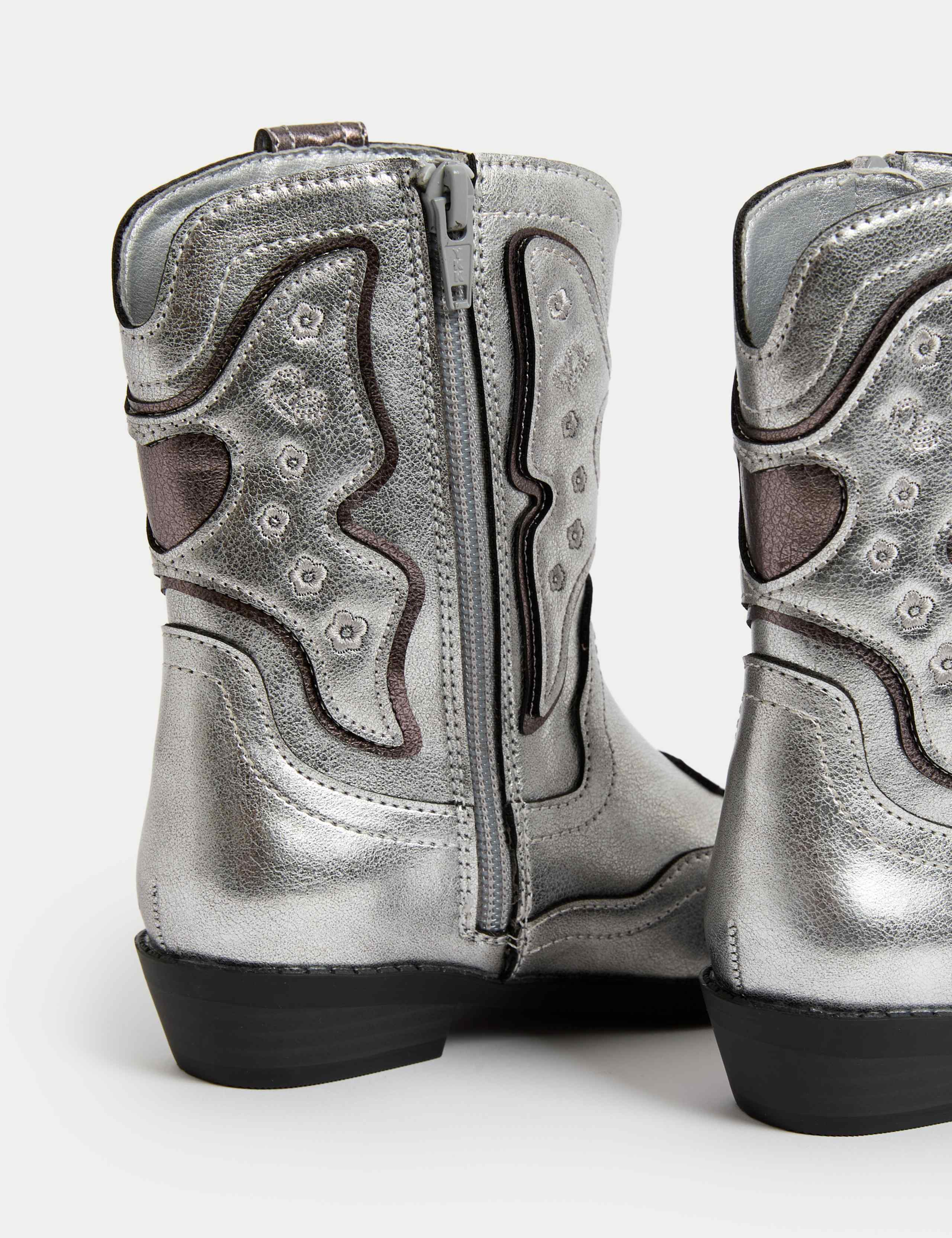 Kids' Metallic Western Boots (4 Small - 6 Large) 3 of 4