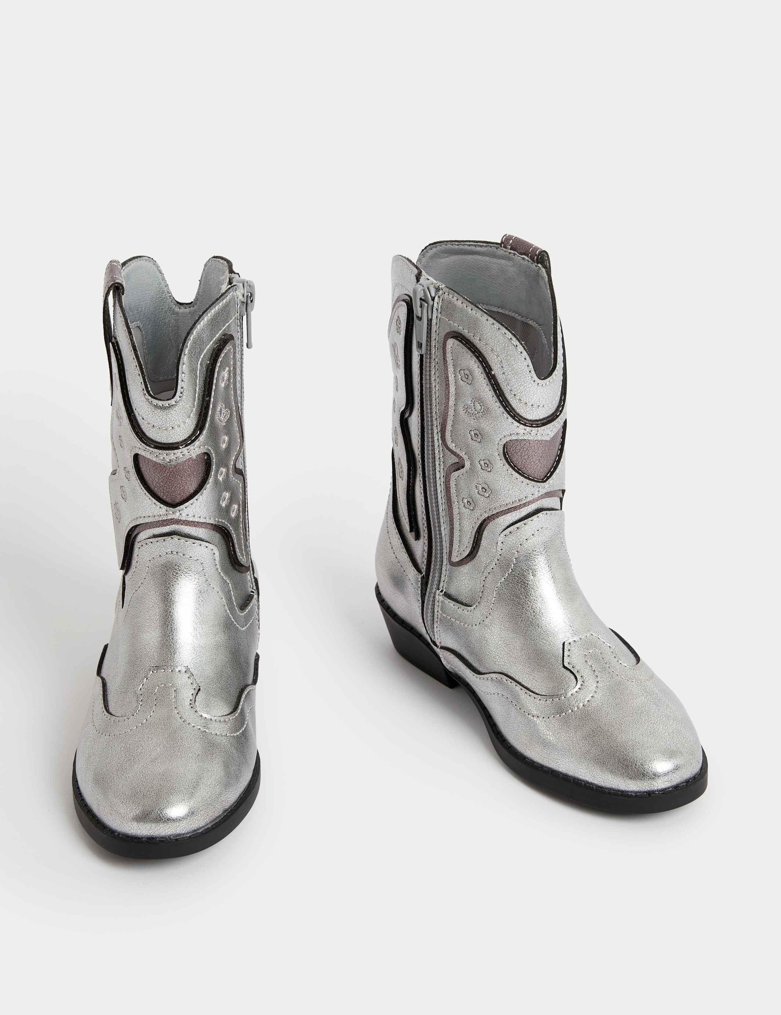 Kids' Metallic Western Boots (4 Small - 6 Large) 2 of 4