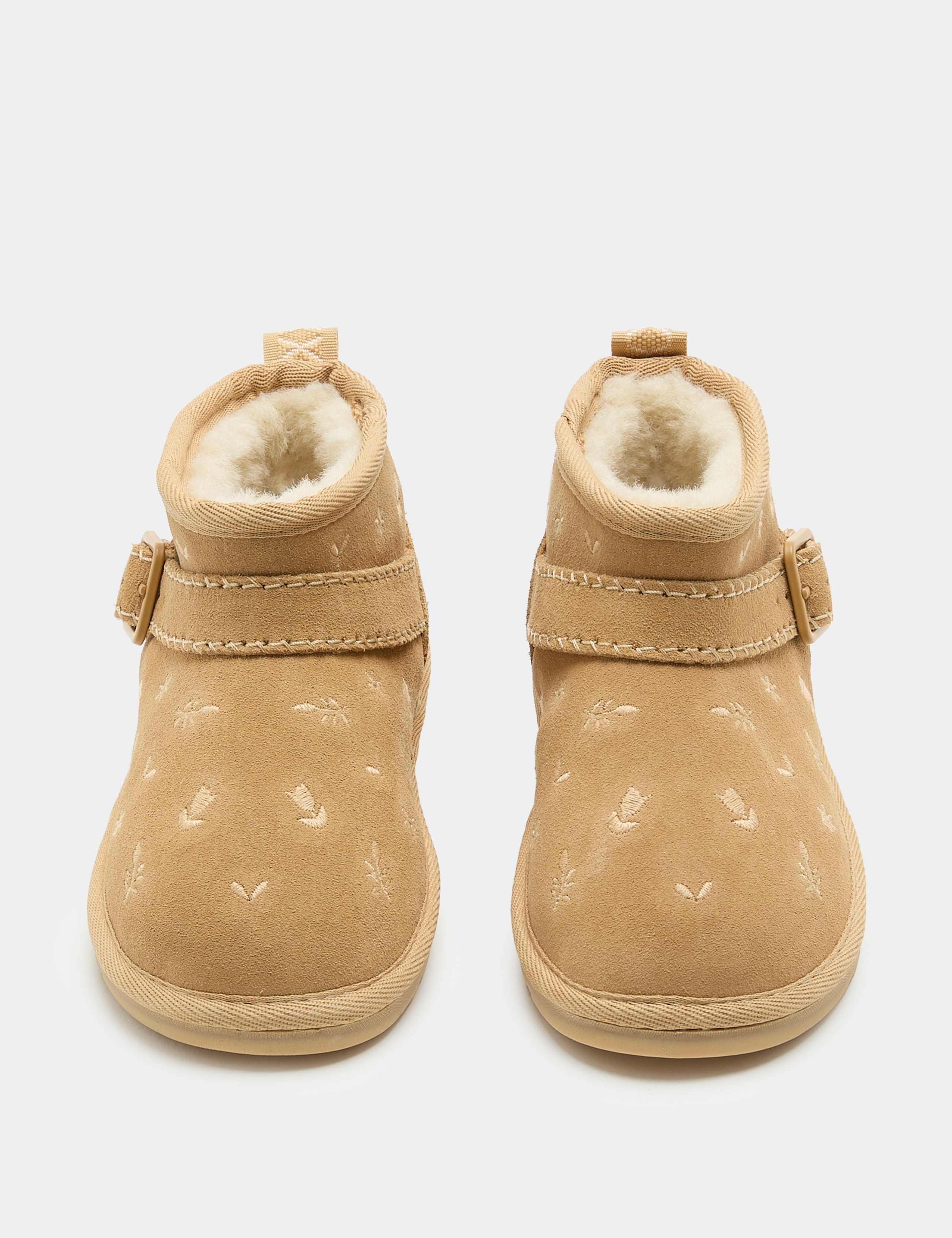 Embroidered Faux Fur Lined Suede Boots (4 Small - 2 Large) 2 of 3