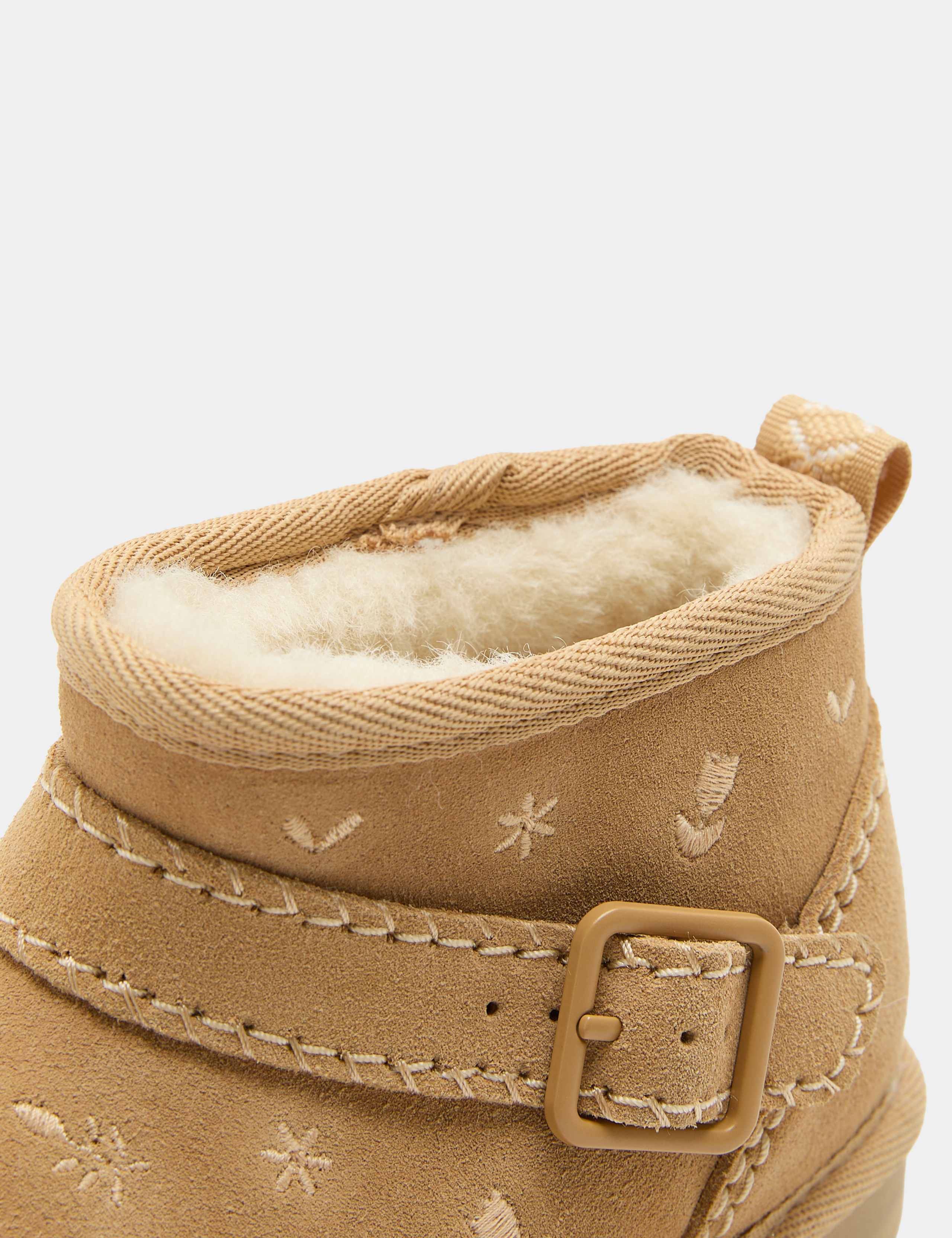 Embroidered Faux Fur Lined Suede Boots (4 Small - 2 Large) 3 of 3