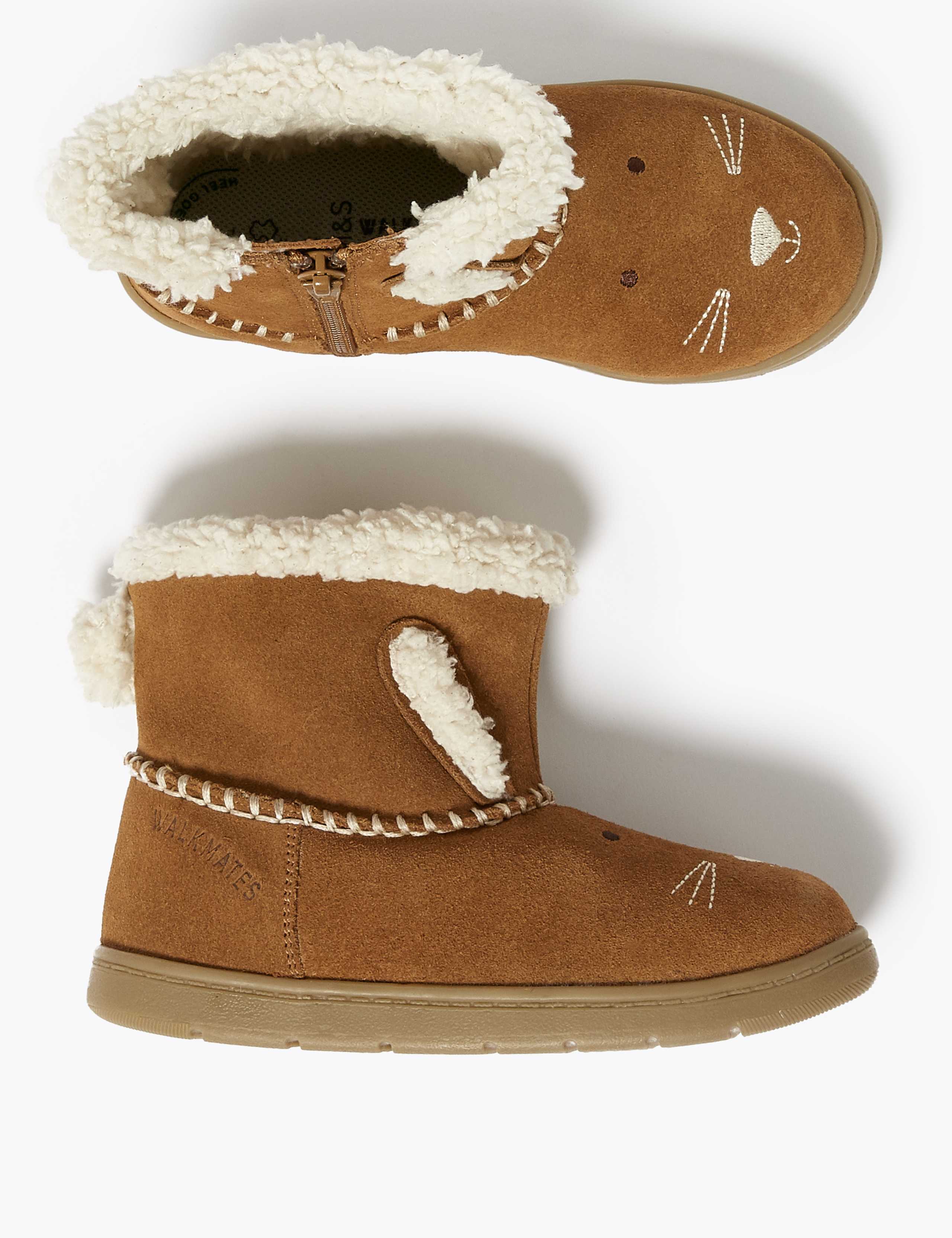Suede Moon Boots Bebe Garcon Sherpa-lined Faux Suede Ankle Boots Girls