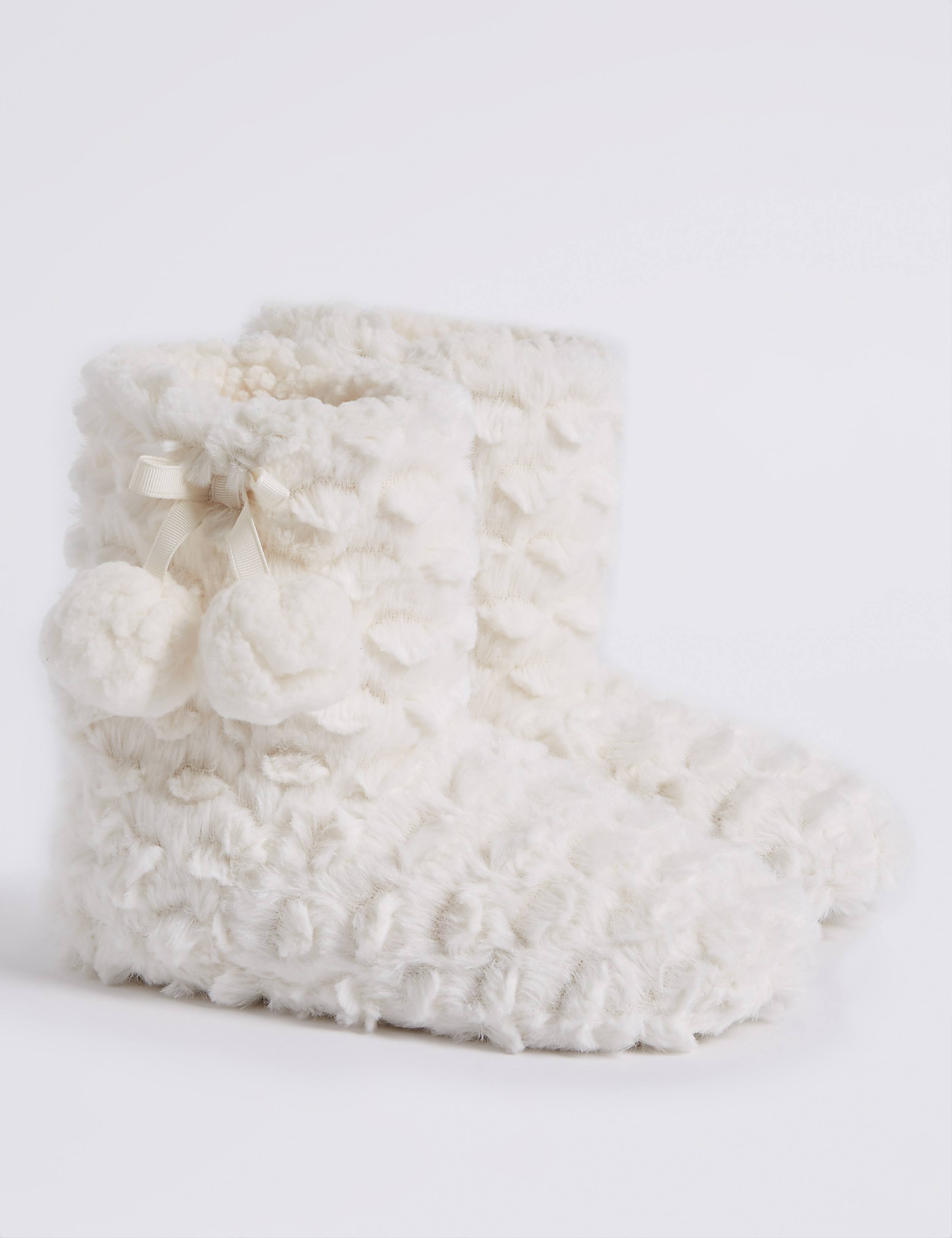 Kids' Faux Fur Christmas Slipper Boots M&S IE