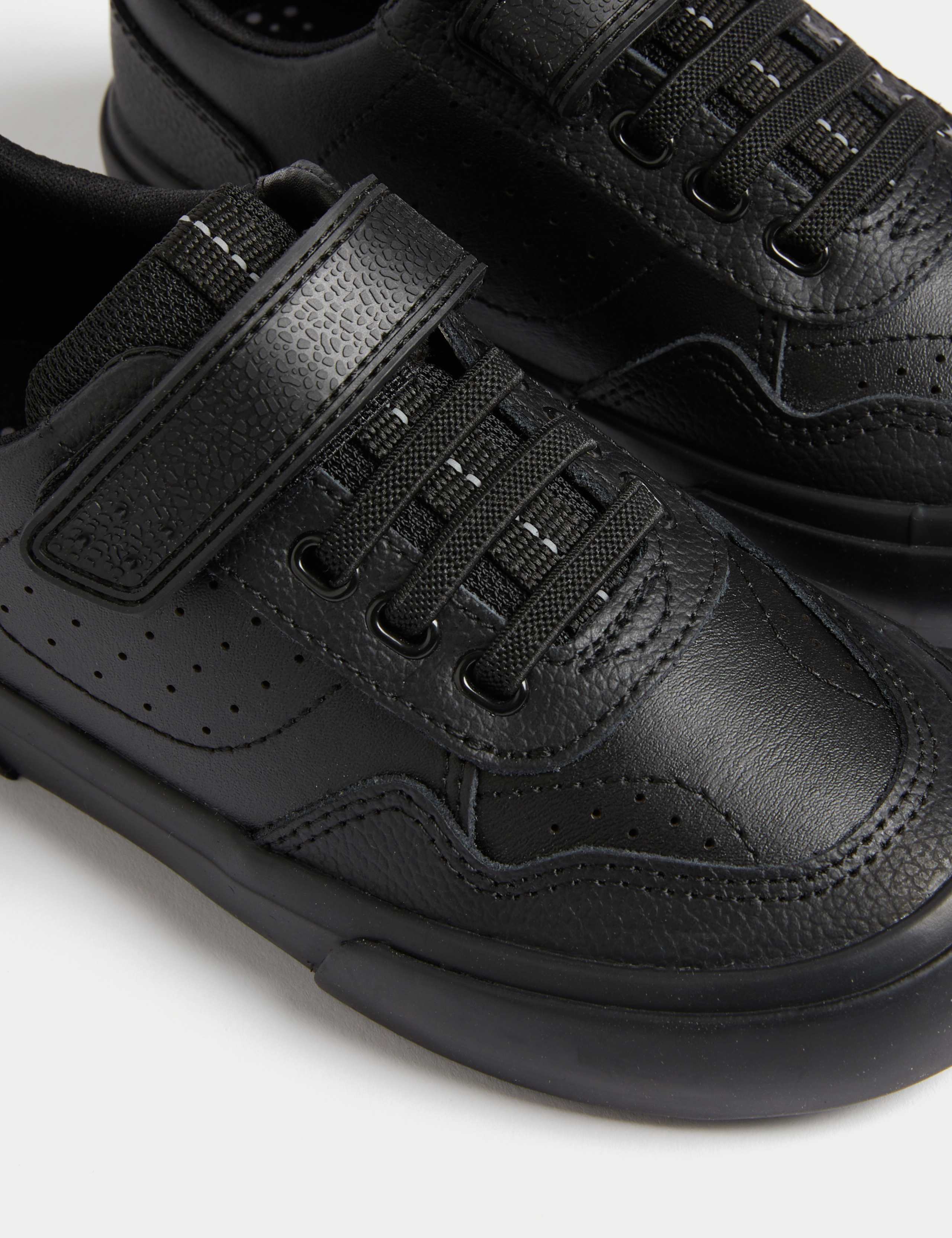Kids' Leather Riptape School Shoes (8 Small - 2 Large) 3 of 4