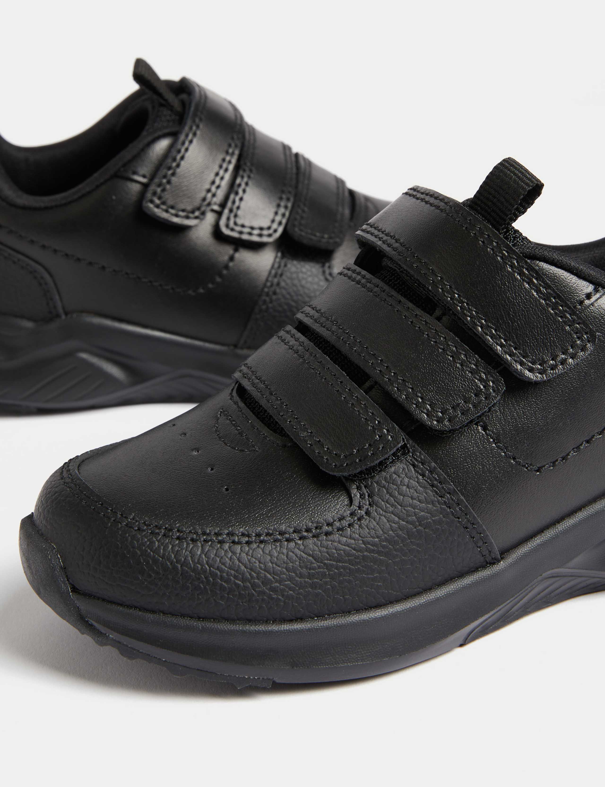 Kids' Leather Riptape School Shoes (8 Small - 2 Large) 3 of 4