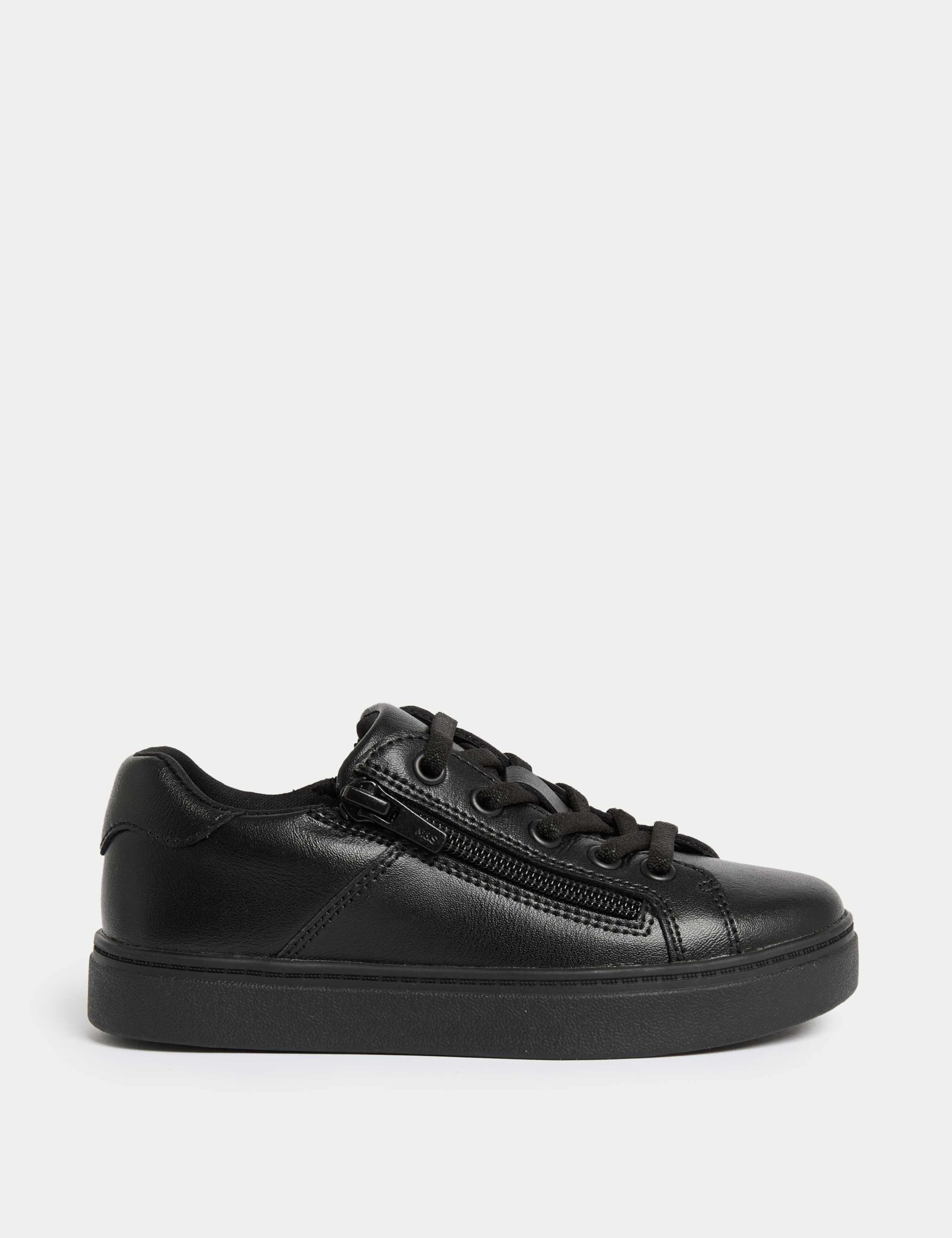 Kids' Leather Zip Fastening School Shoes (8 Small-2 Large) 1 of 4