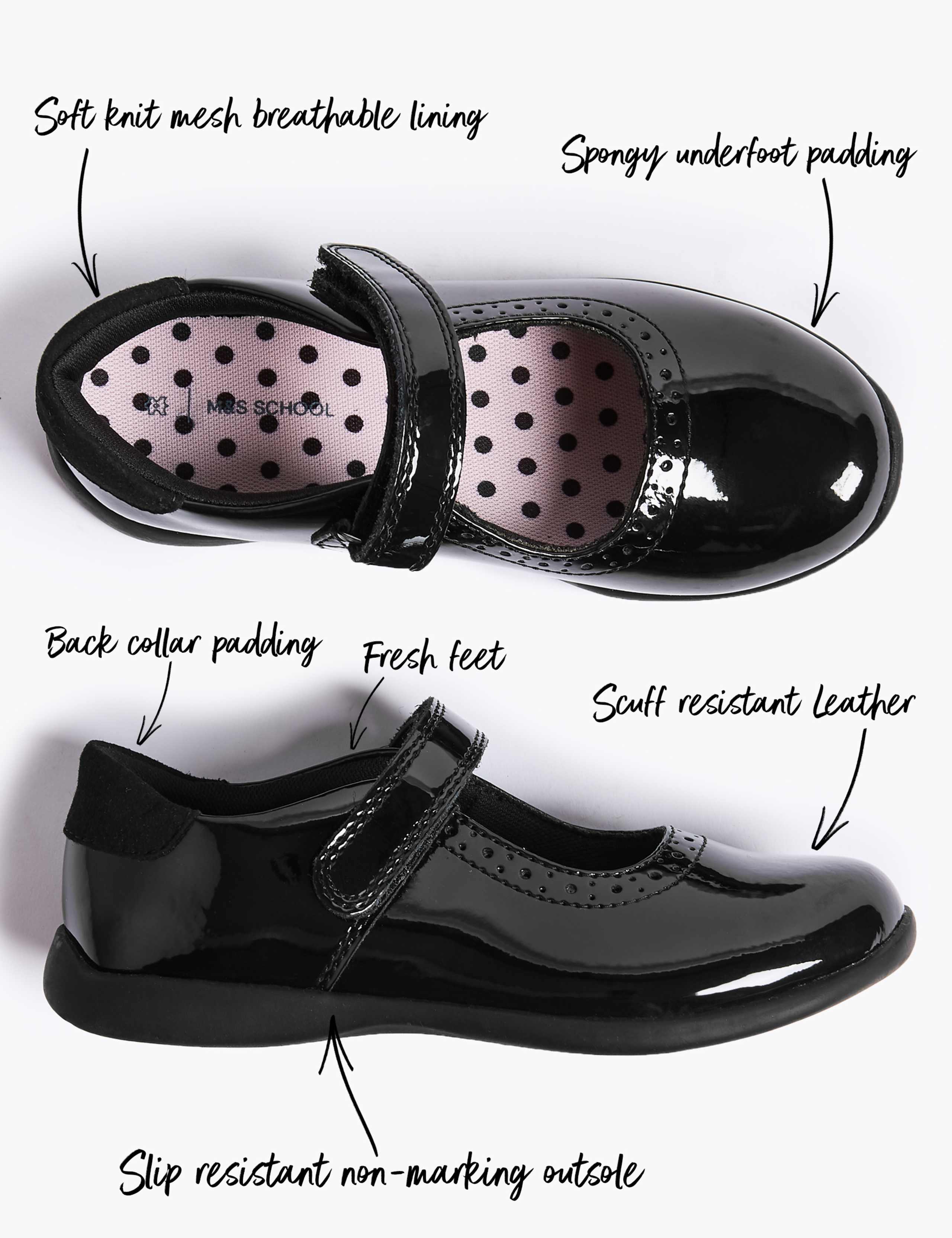 Kids' Riptape Leather School Shoes (8 Small - 1 Large) 2 of 5