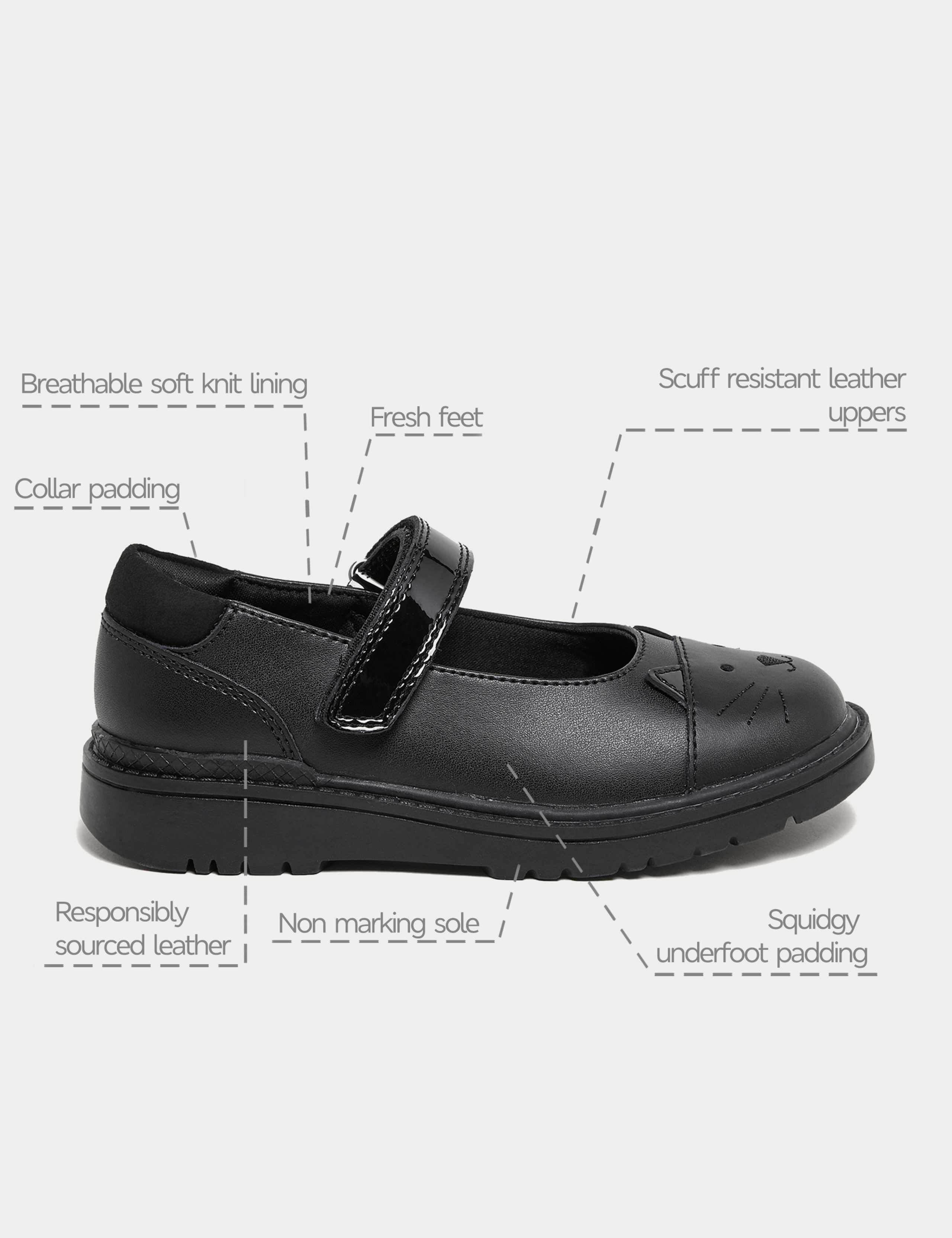Kids' Leather Mary Jane Cat School Shoes (8 Small - 2 Large) 6 of 6