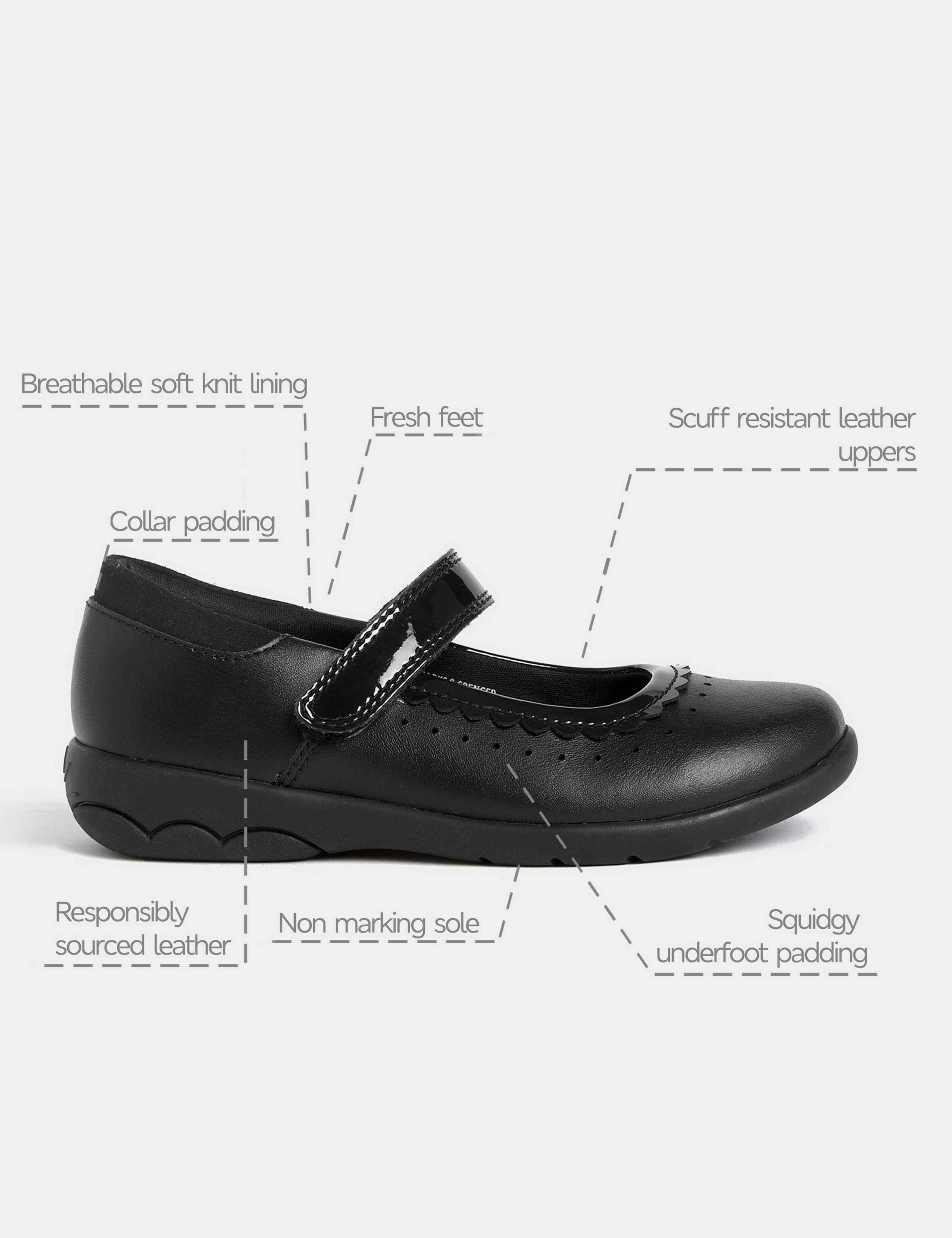 Kids' Leather Riptape School Shoes (8 Small - 2 Large) 5 of 5