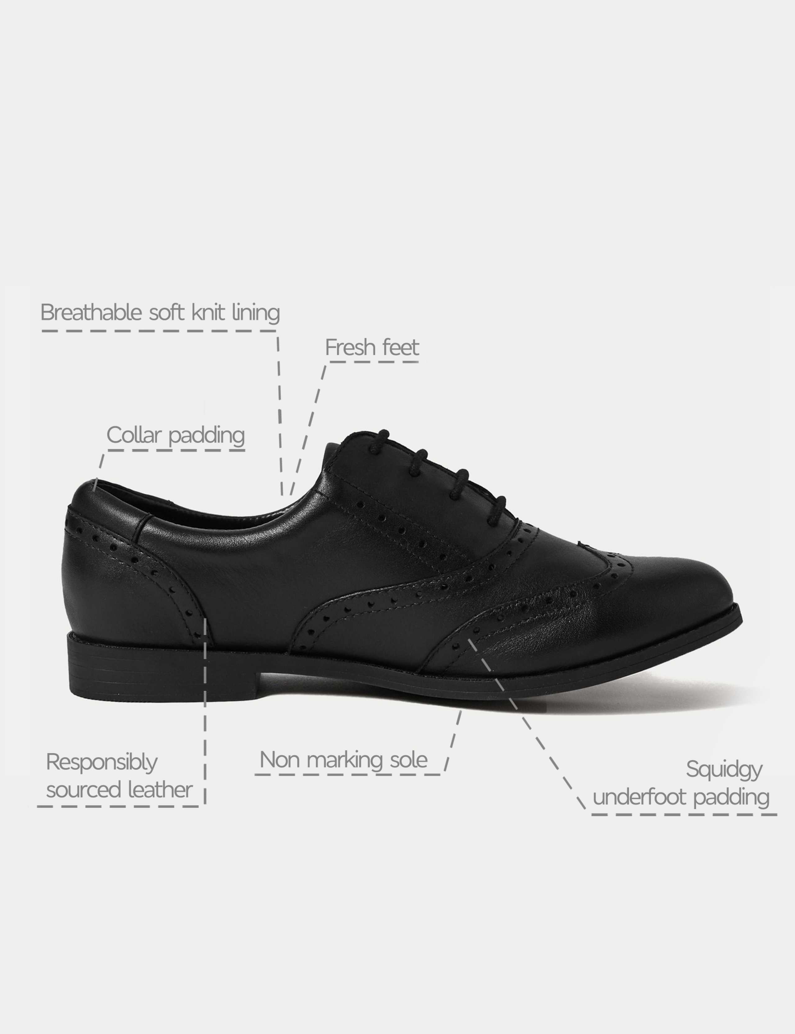 Kids’ Leather Lace-up Brogues School Shoes (13 Small - 7 Large) 6 of 6