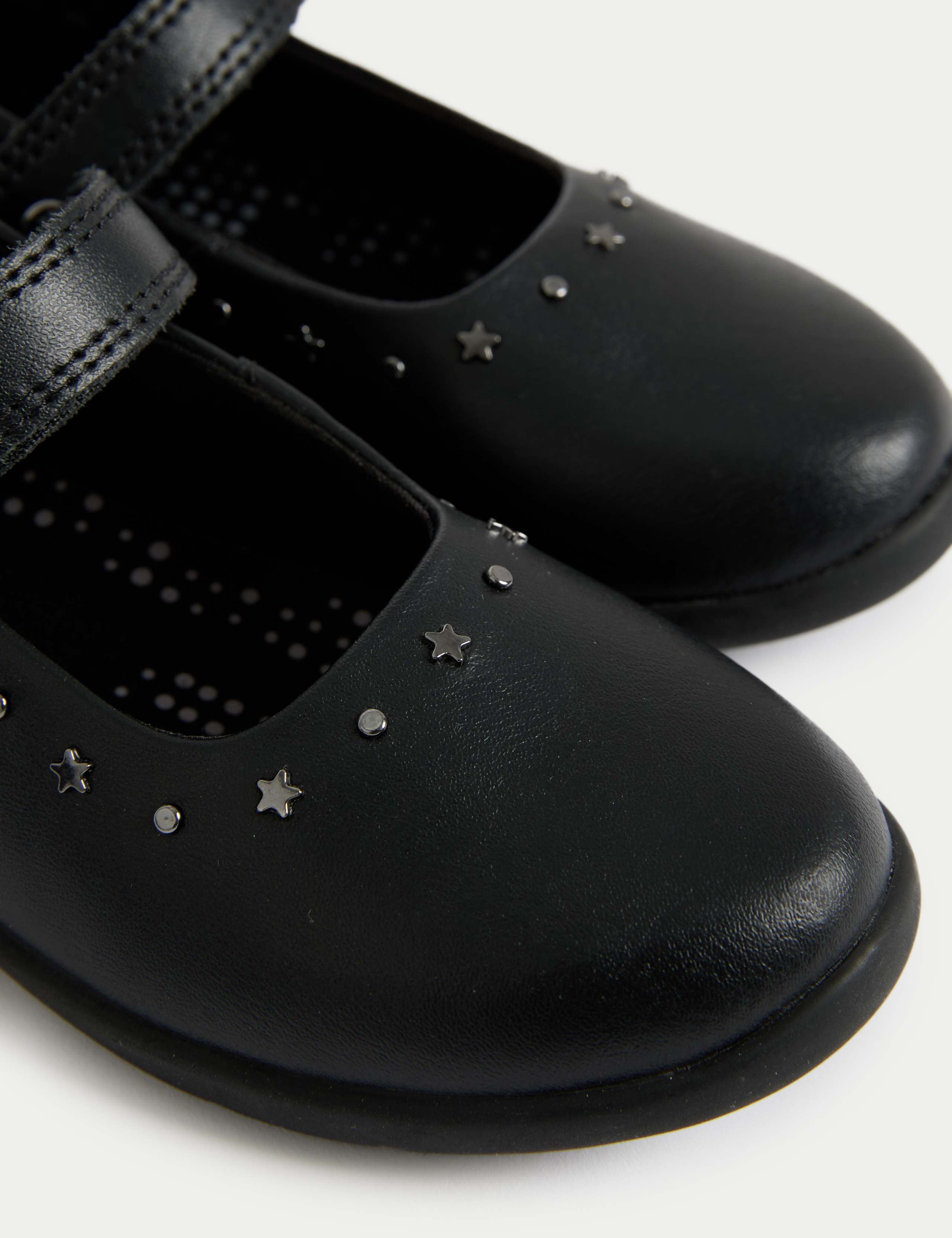 Kids' Leather Studded Riptape School Shoes (8 Small-2 Large) 3 of 4