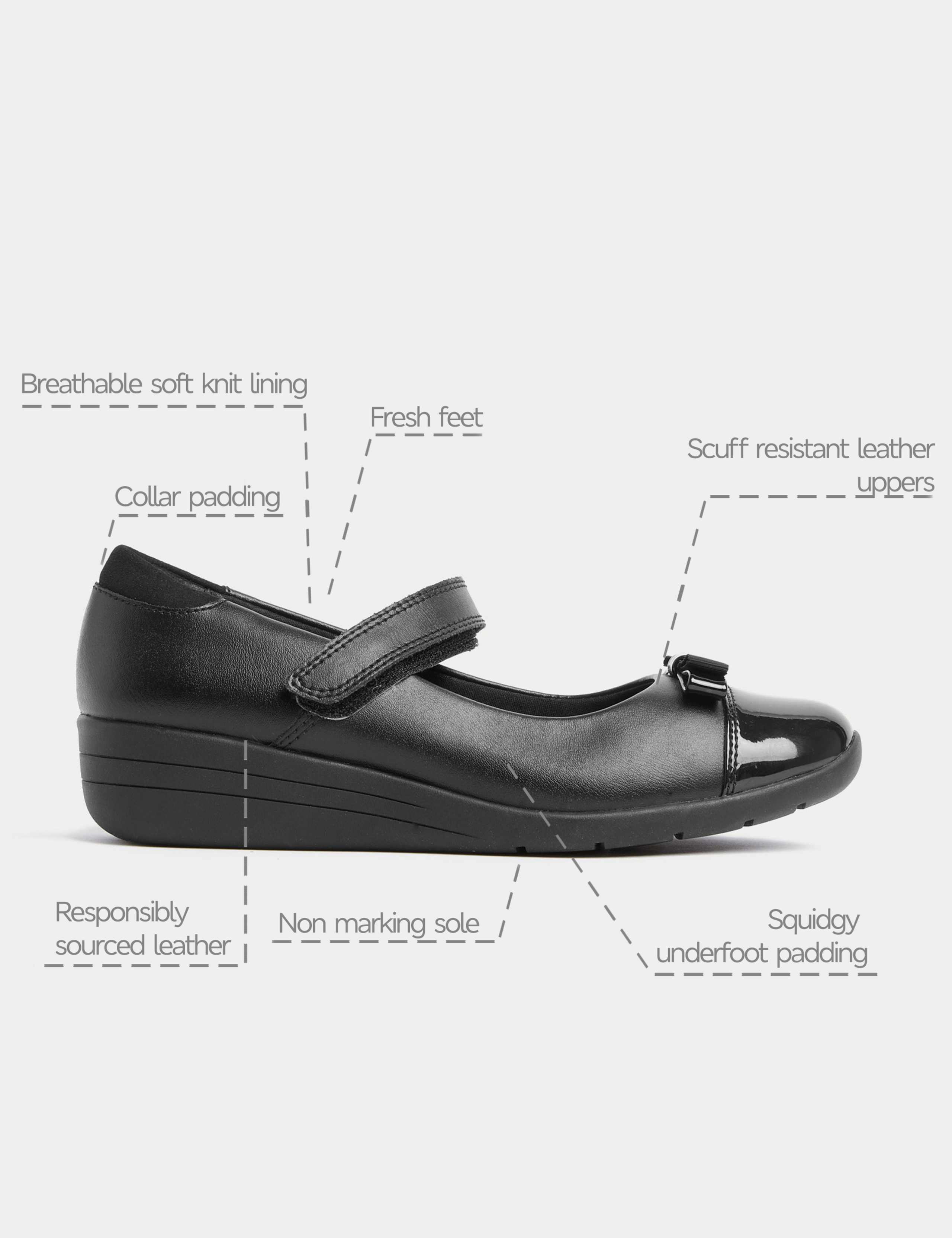 Kids' Leather Wedge Mary Jane School Shoes (2½  Large - 7 Large) 5 of 5