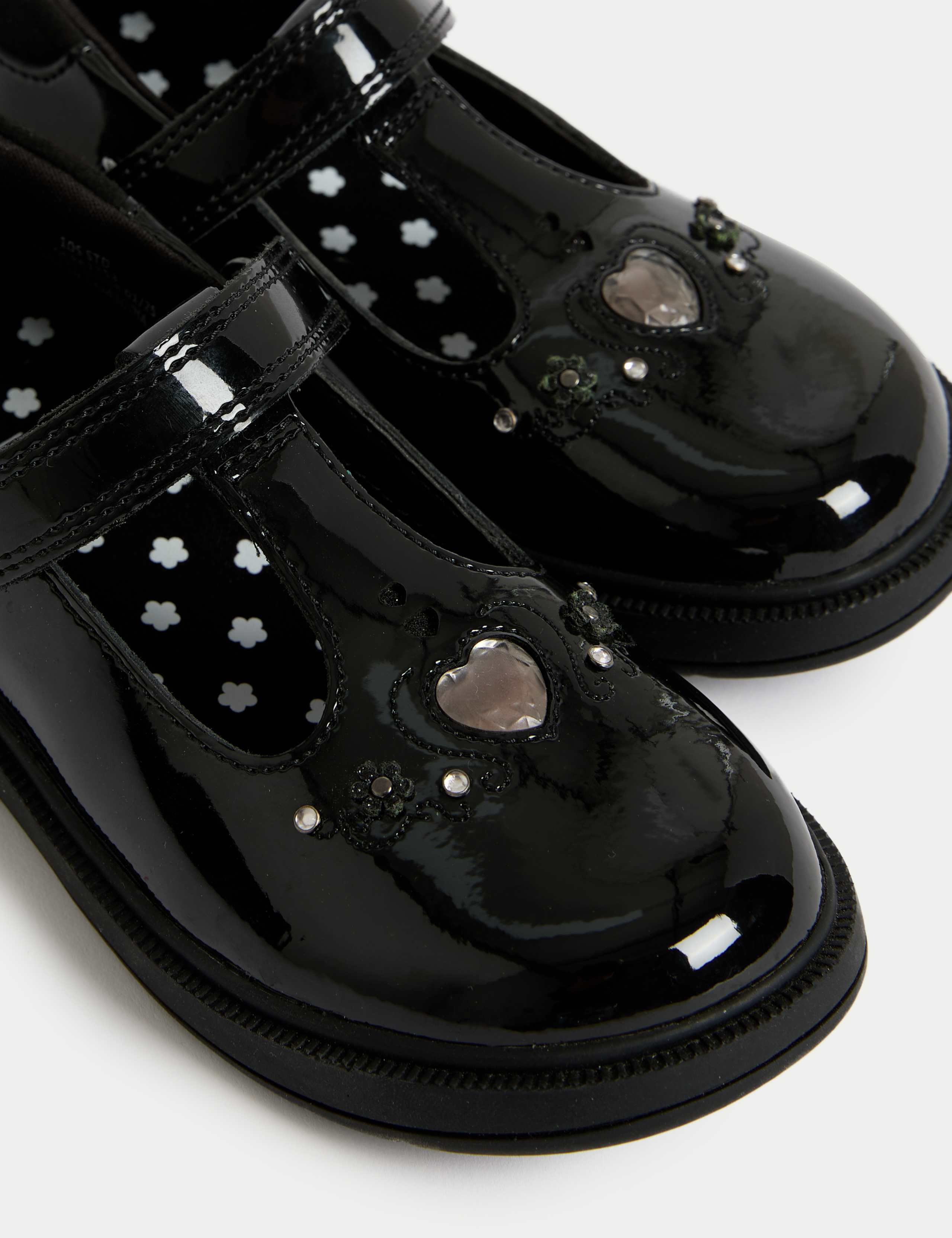 Kids' Leather Heart Riptape School Shoes (8 Small-2 Large) 3 of 4