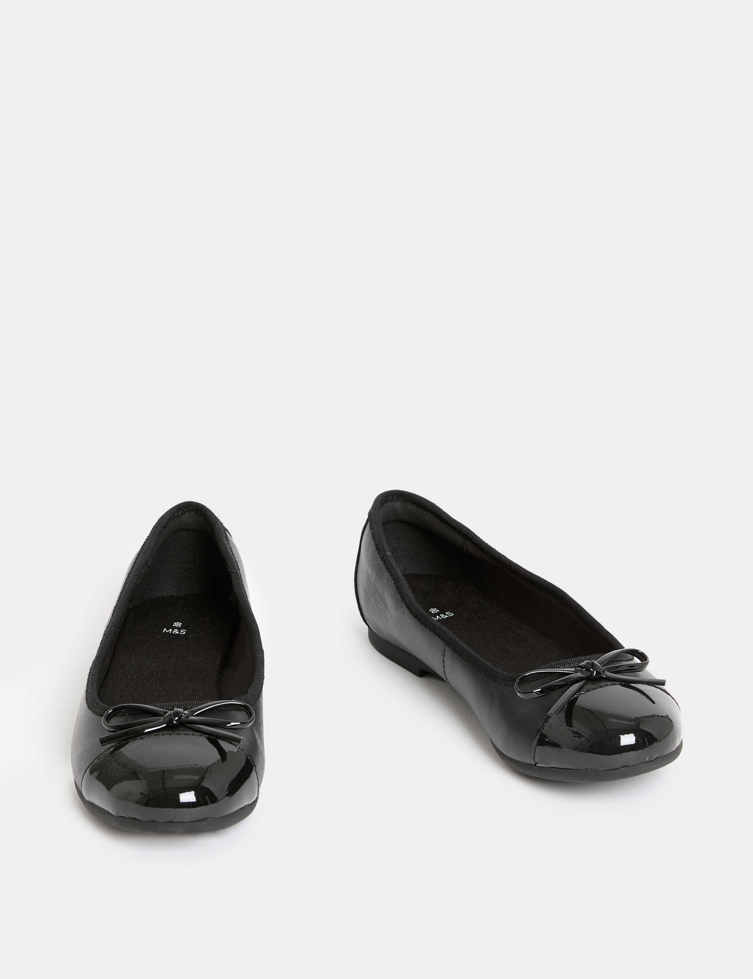 Kids' Leather Bow Ballet School Shoes (13 Small - 7 Large) 2 of 4