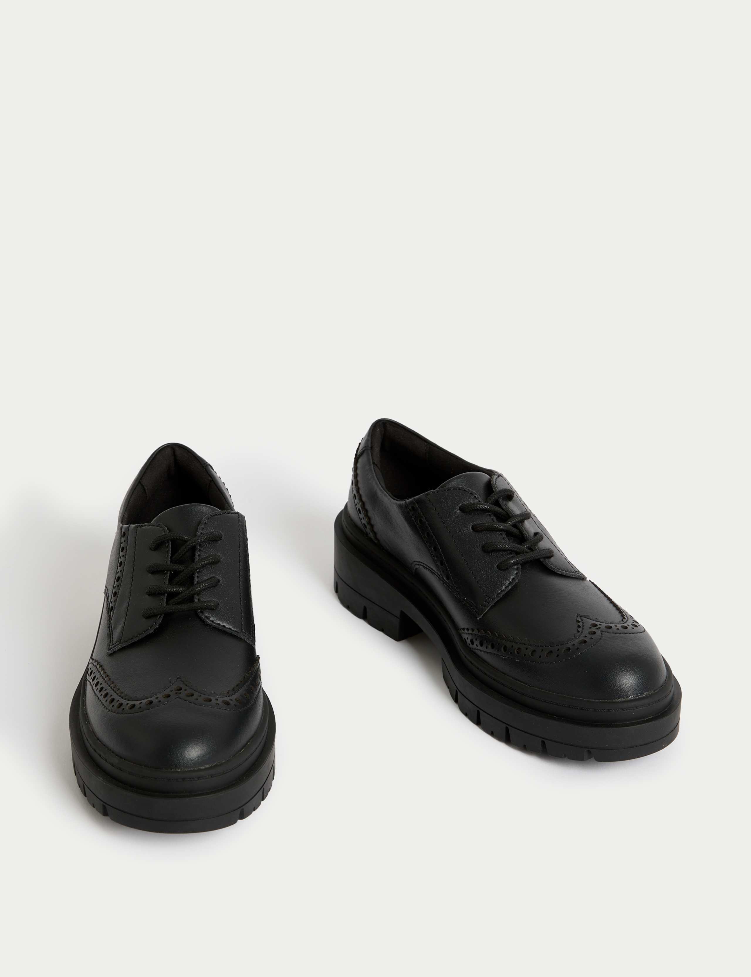 Kids' Leather Chunky Brogue School Shoes (13 Small - 7 Large) 2 of 4