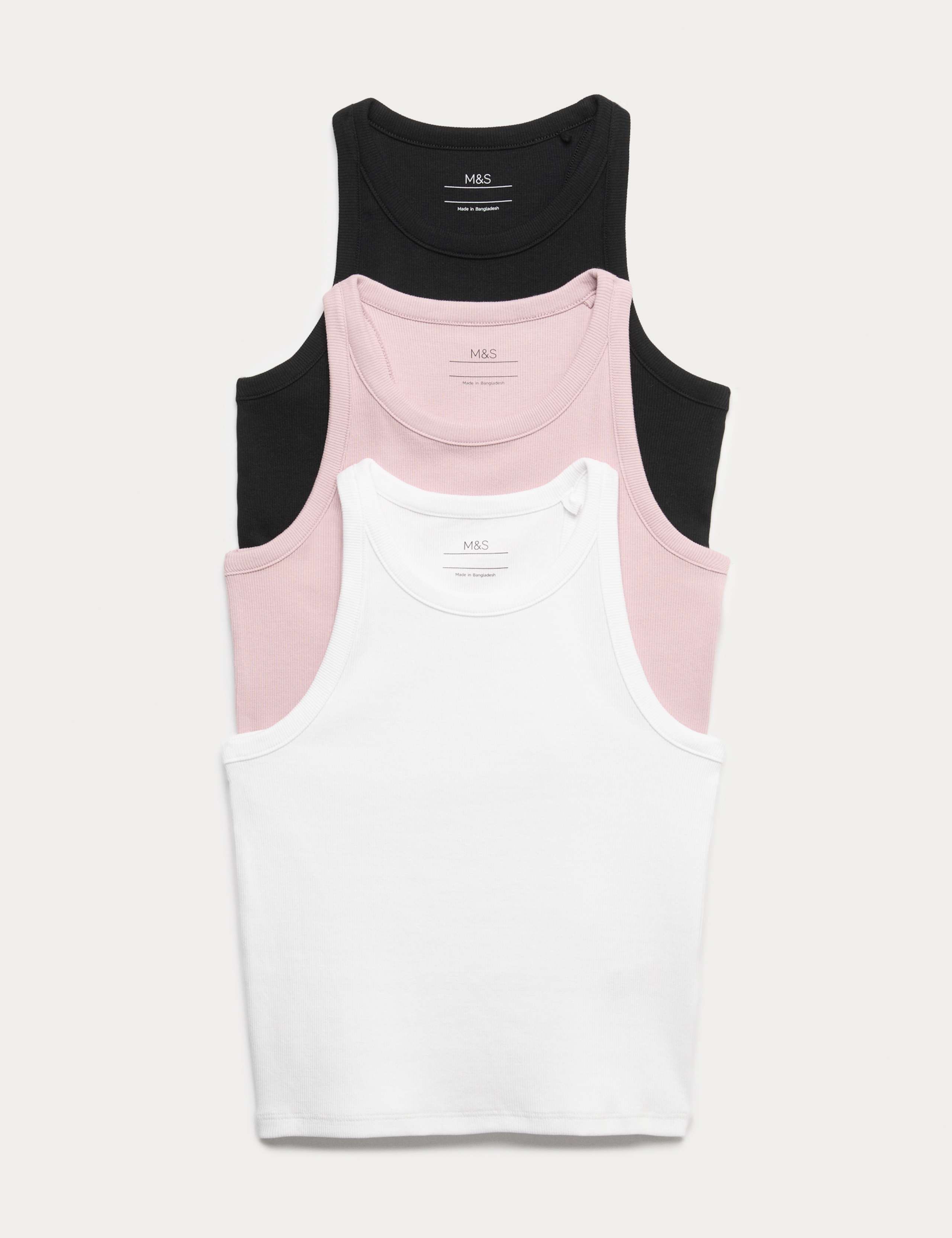 3 Pack Cotton with Stretch Vests (6-16 Yrs) 1 of 1