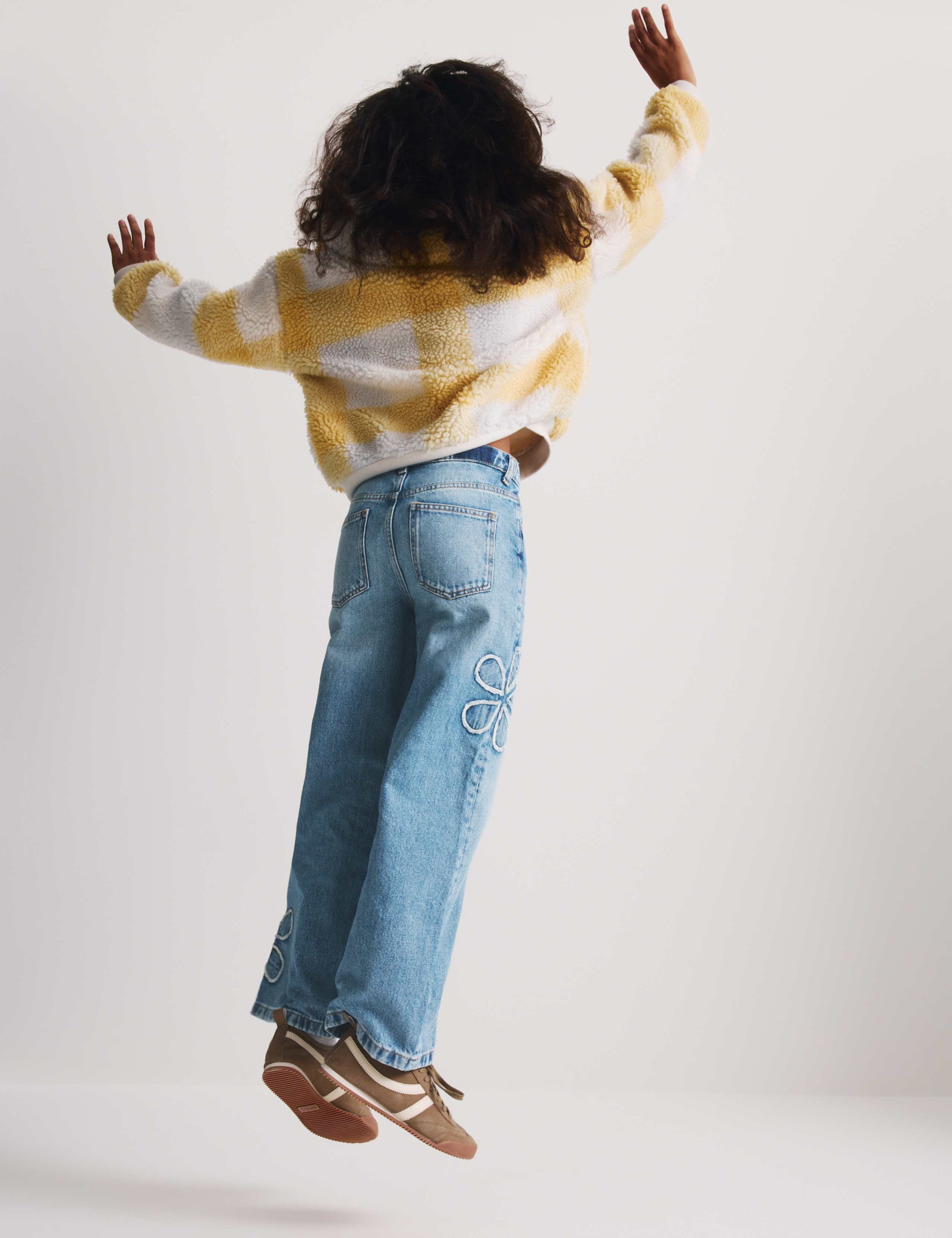 Floral Embroidered Wide Leg Denim Jeans (6-16 Yrs) 4 of 8