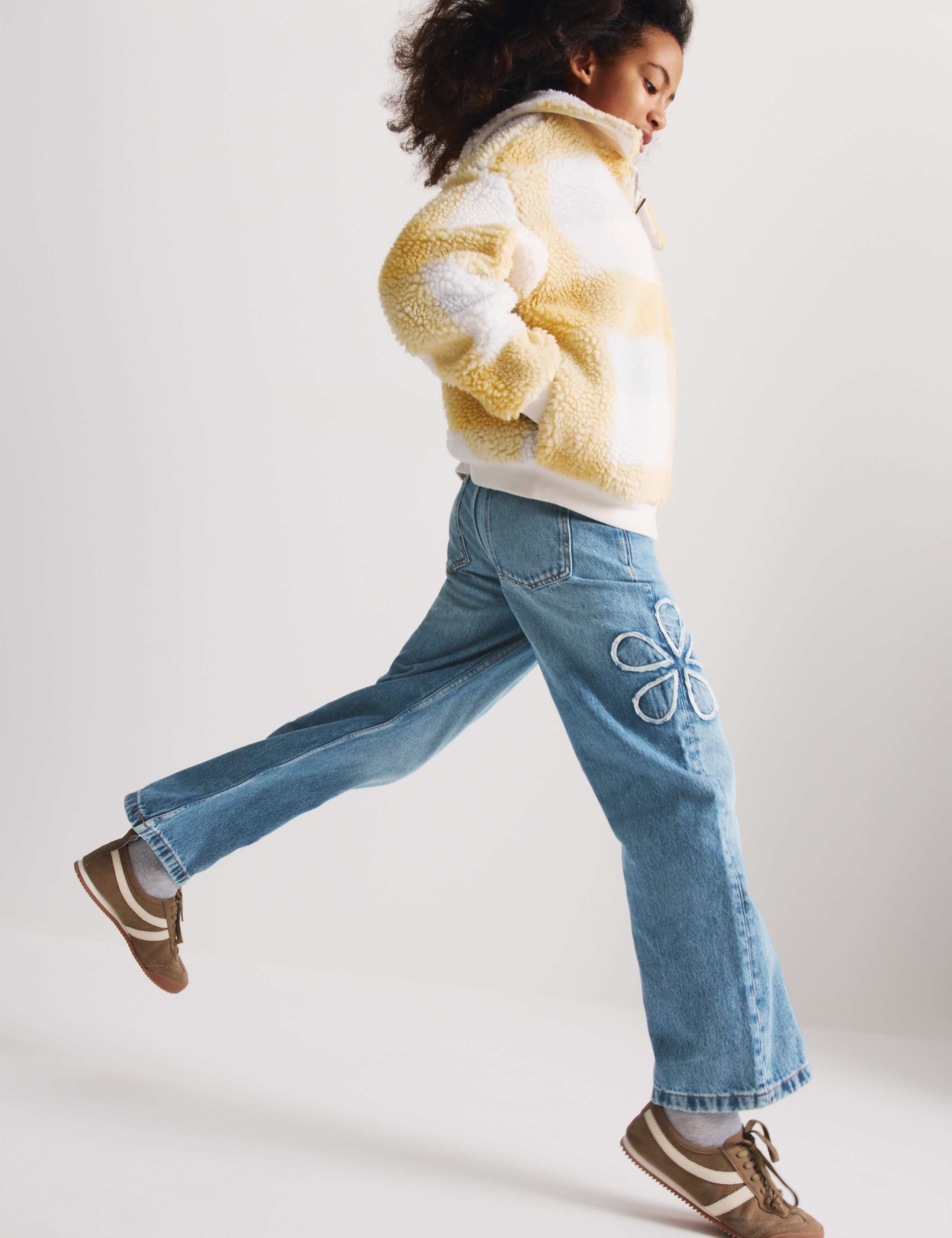 Denim Floral Embroidered Wide Leg Jeans (6-16 Yrs) 7 of 8