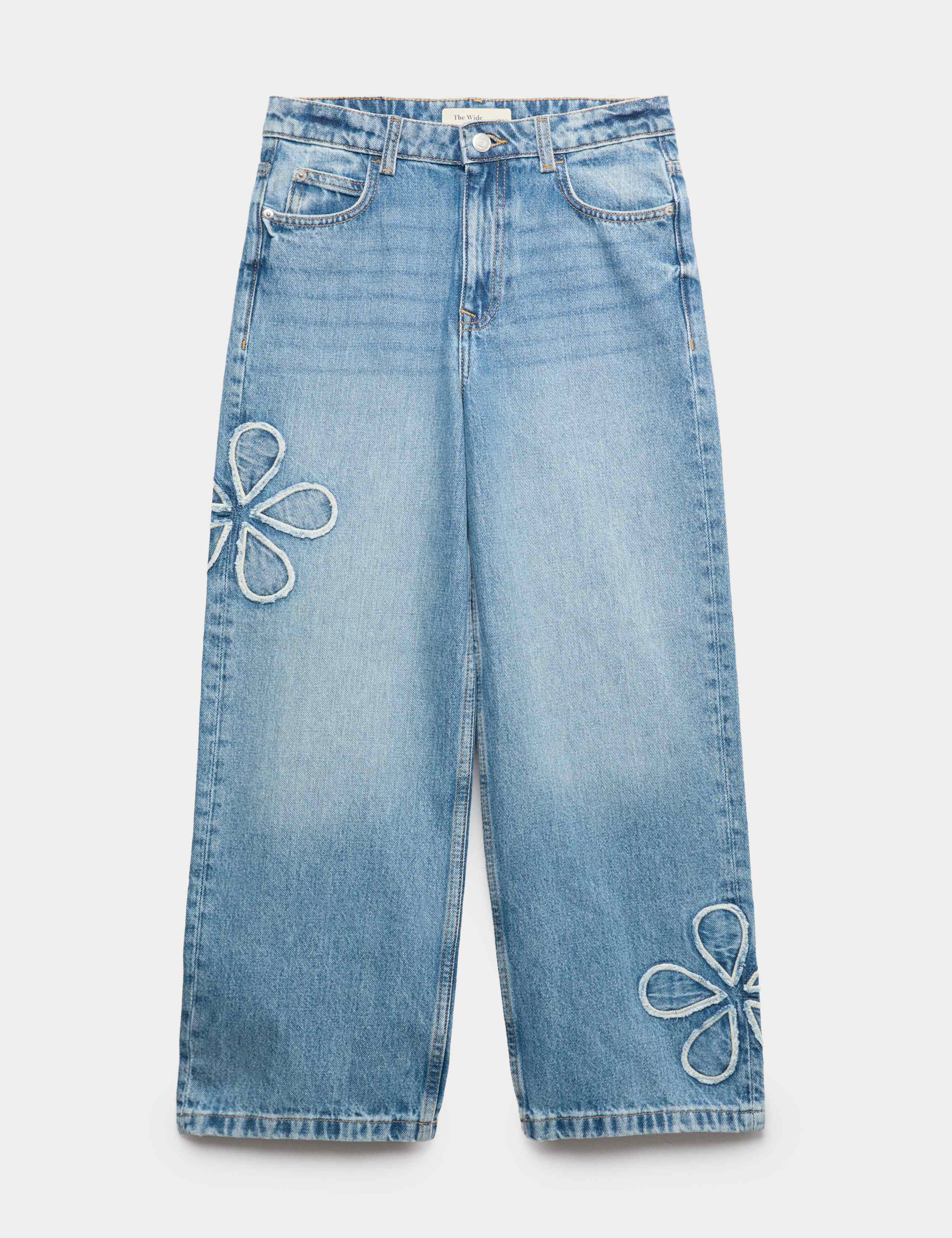 Denim Floral Embroidered Wide Leg Jeans (6-16 Yrs) 2 of 8