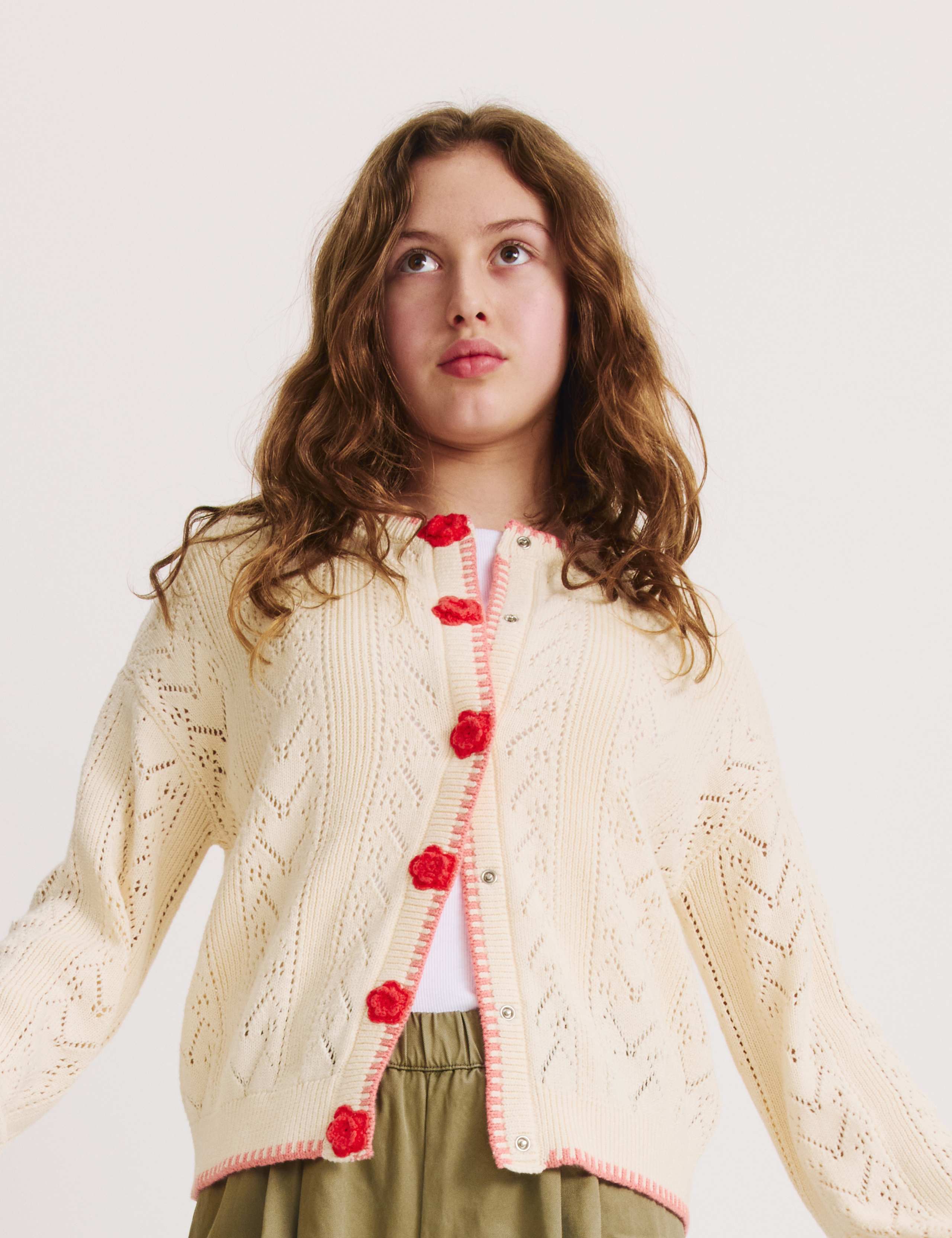 Pure Cotton Rose Cardigan (6-16 Yrs) 4 of 4