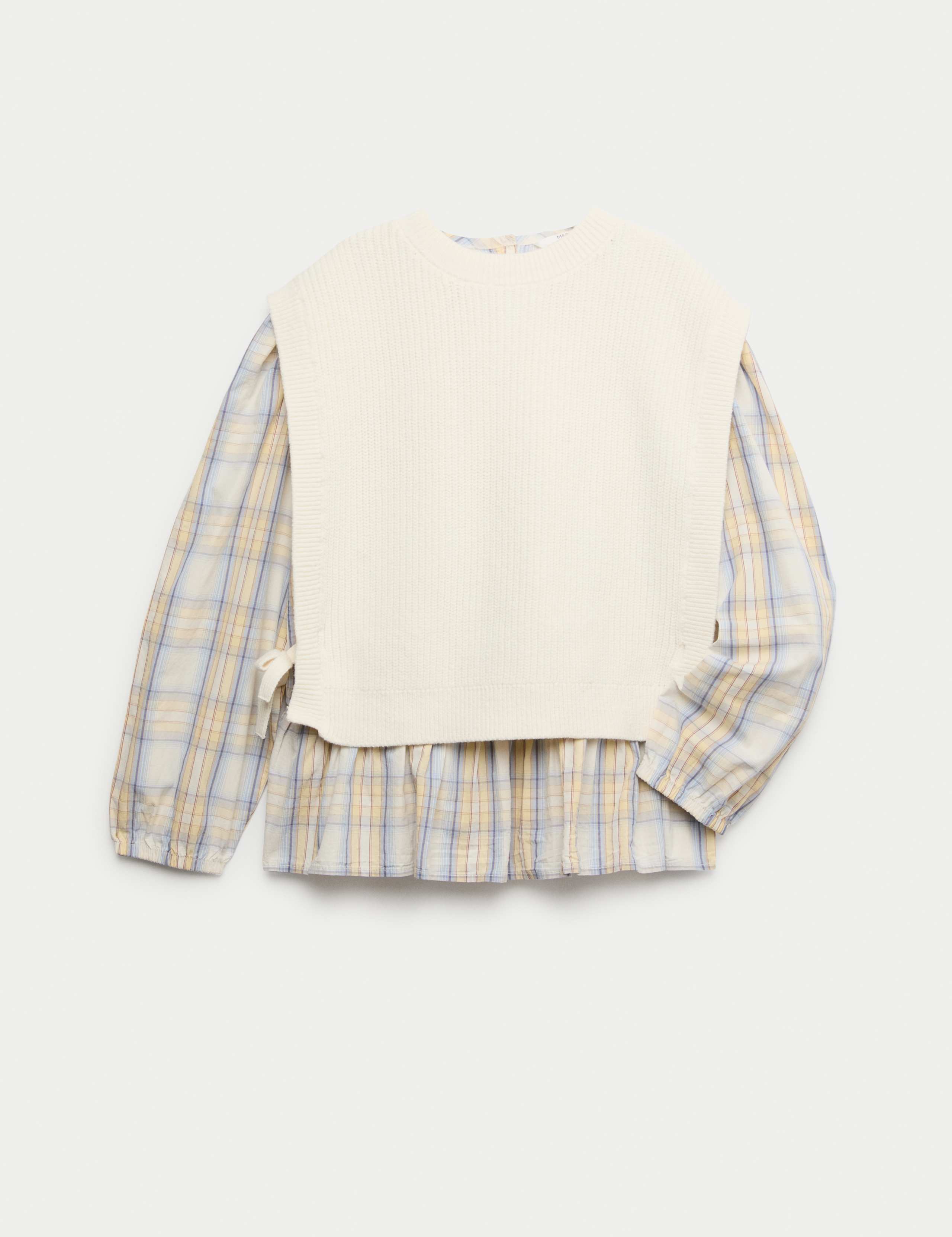 2pc Cotton Rich Knit Tabard and Check Shirt (6-16 Yrs) 1 of 3