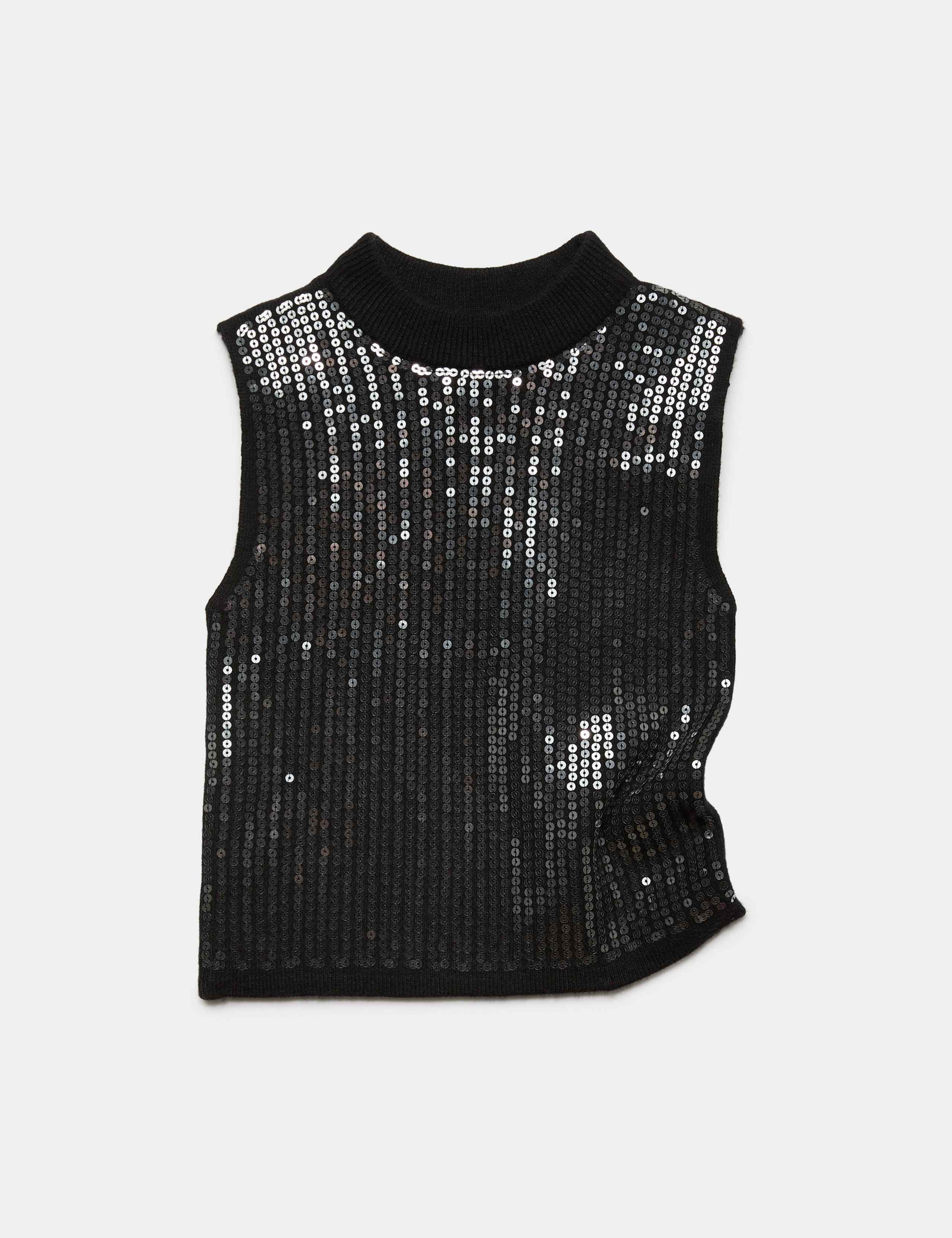 Sequin Knitted High Neck Vest 1 of 1