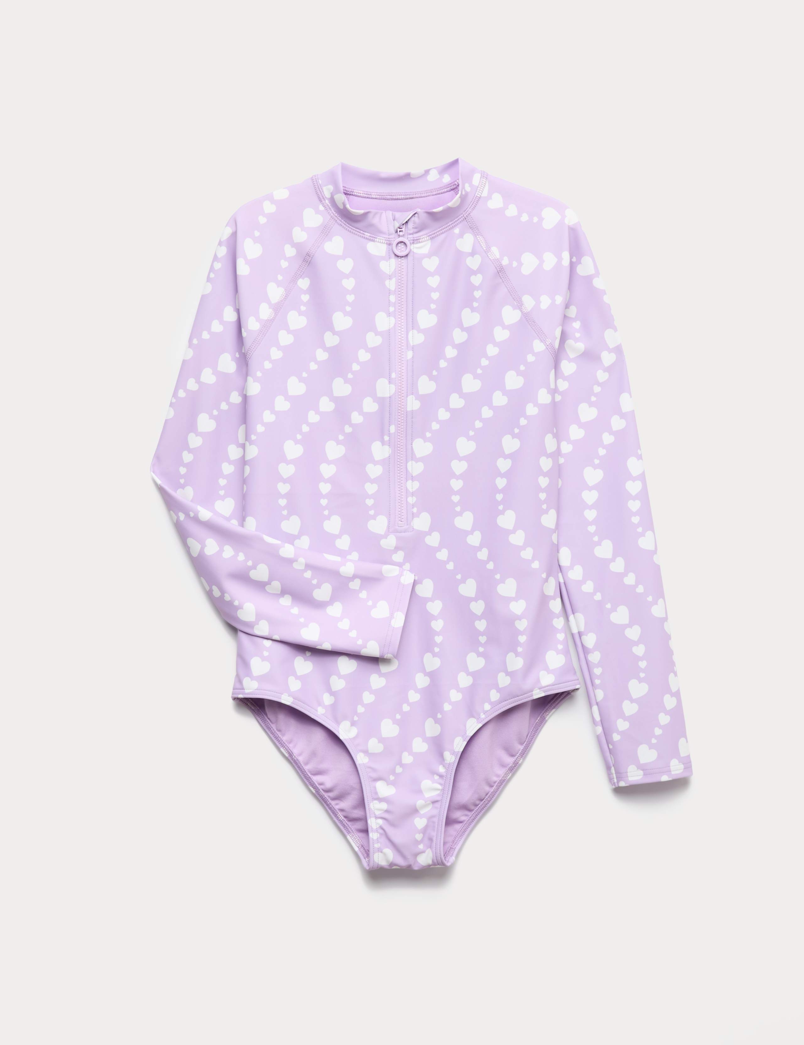 Heart Print Long Sleeve Swimsuit (6-16 Yrs) 1 of 2