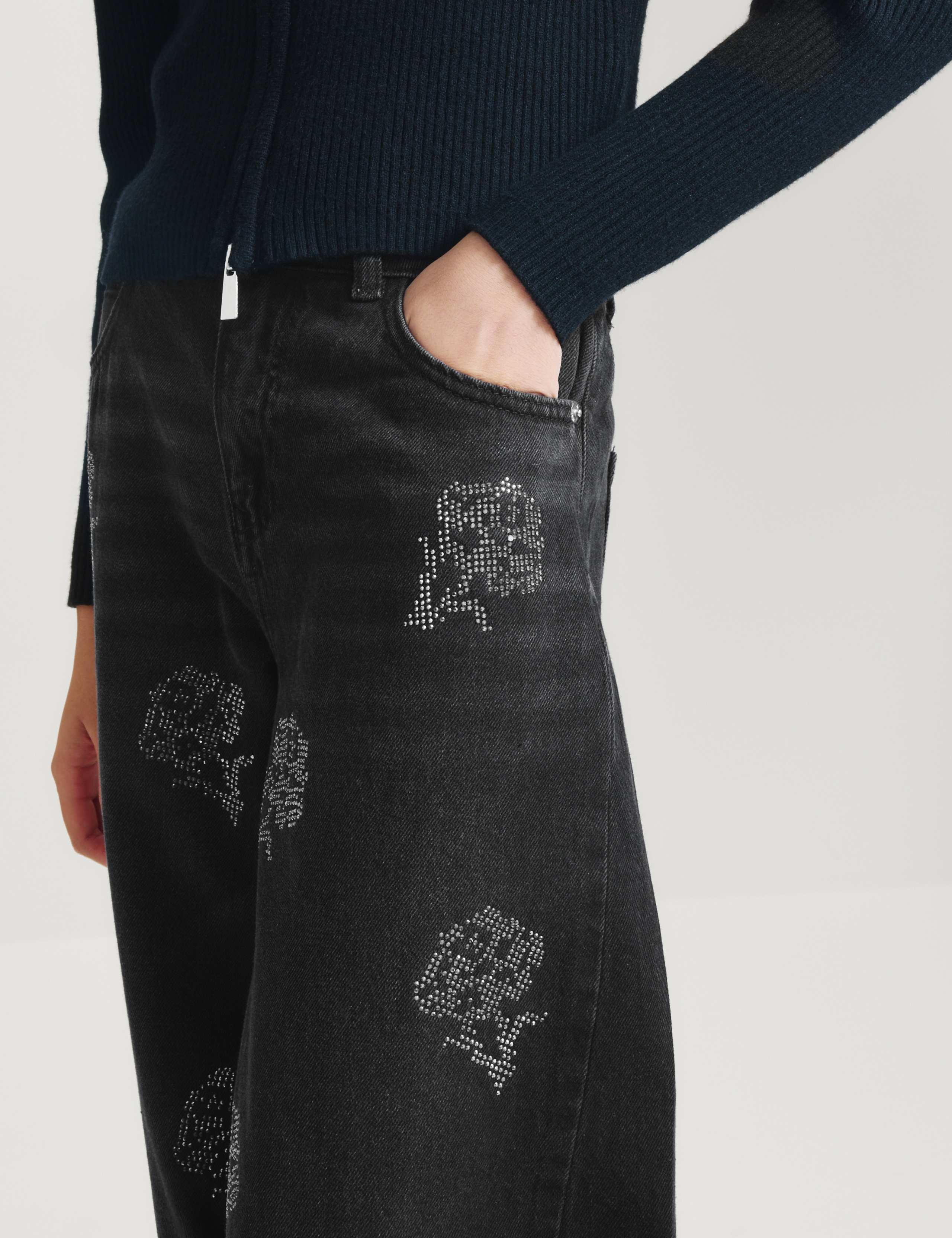 Denim Diamanté Rose Barrel Leg Jeans (6-16 Yrs) 3 of 5