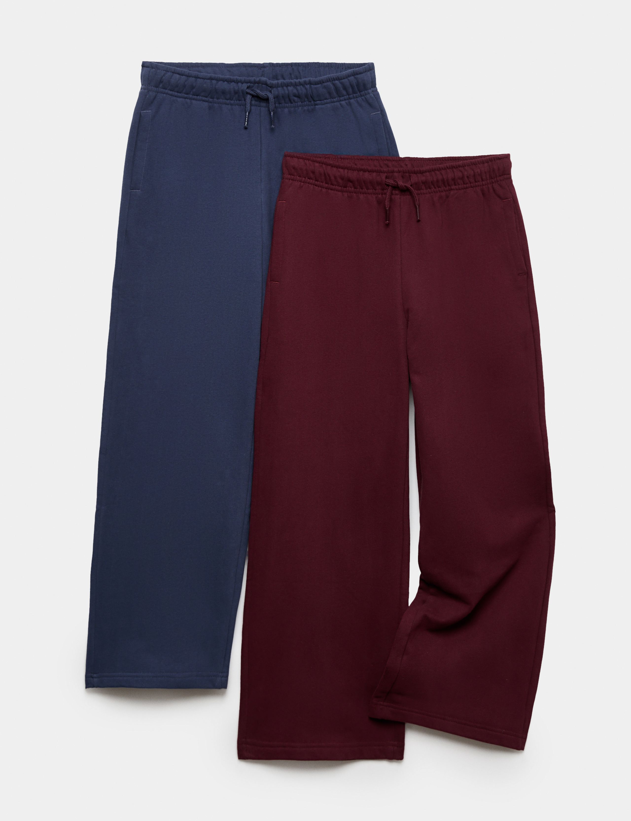 2 Pack Cotton Rich Wide Leg Joggers (6-16 Yrs) 1 of 1