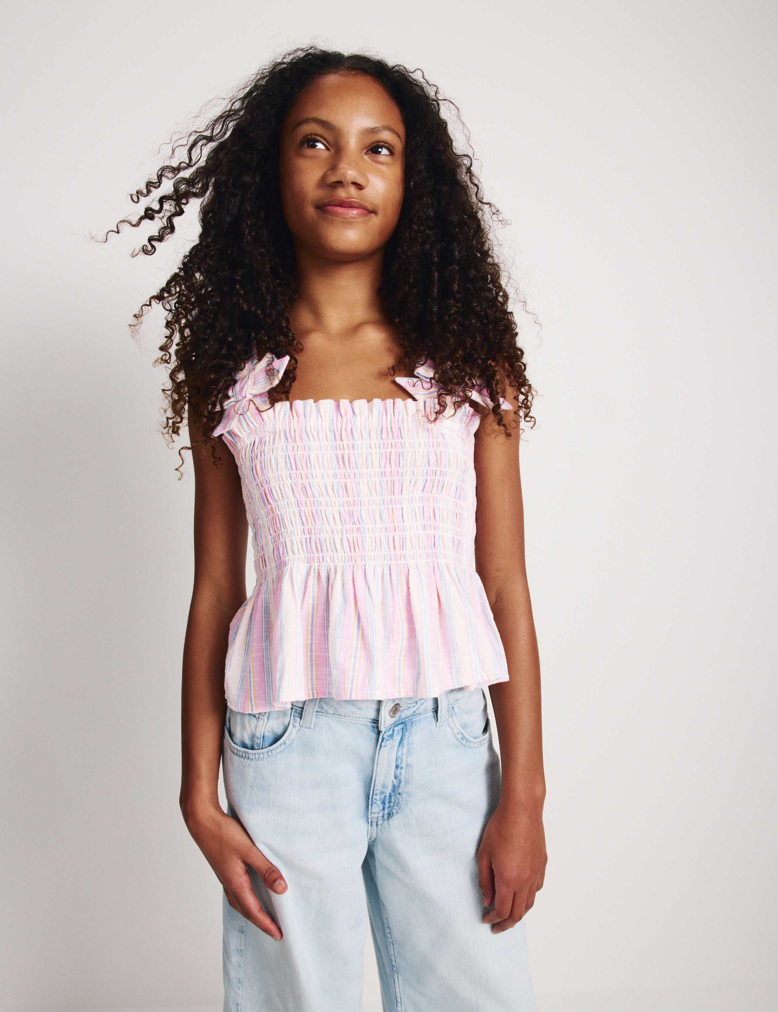 Pure Cotton Shirred Bow Top (6-16 Yrs) 1 of 5