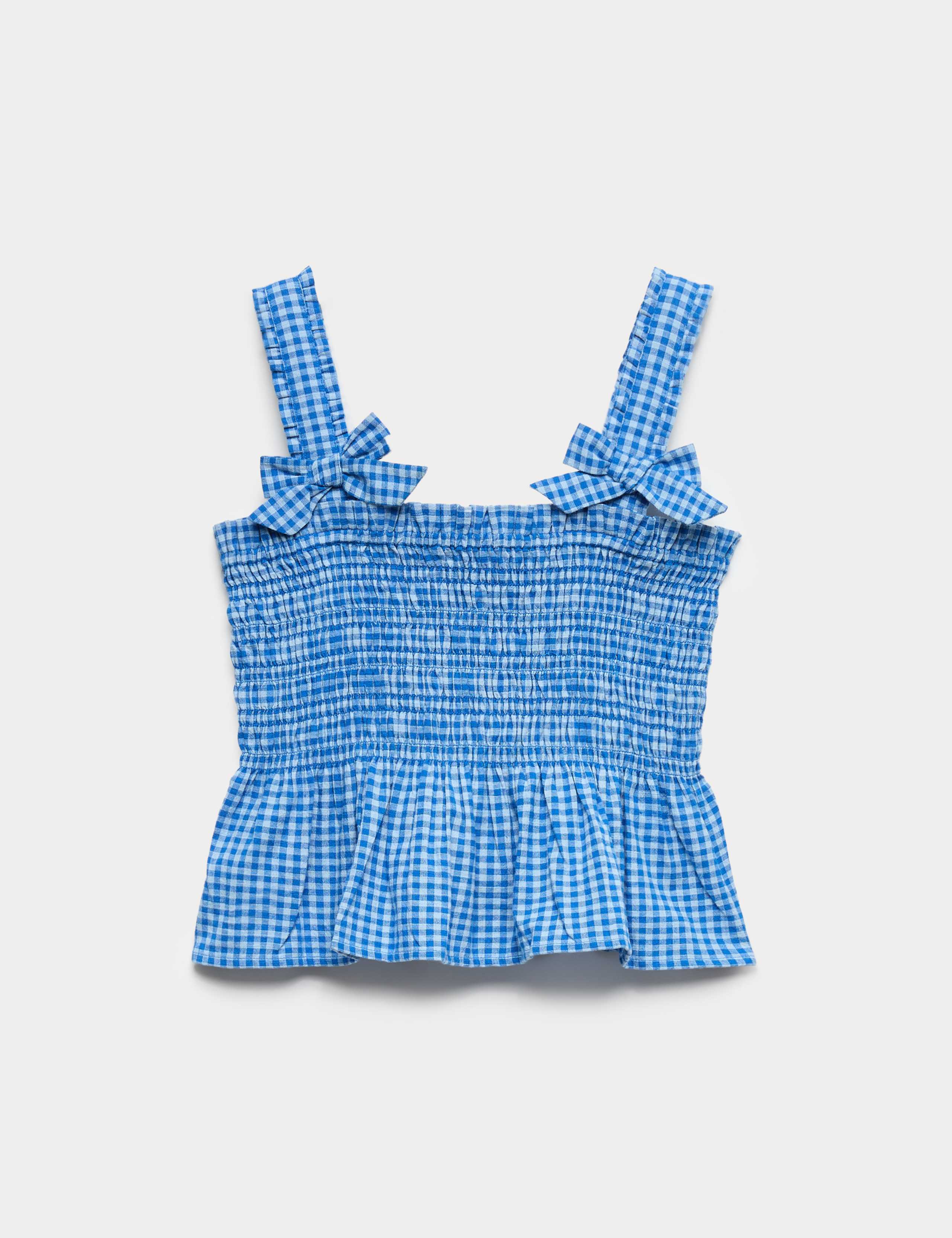 Pure Cotton Shirred Bow Top (6-16 Yrs) 1 of 1