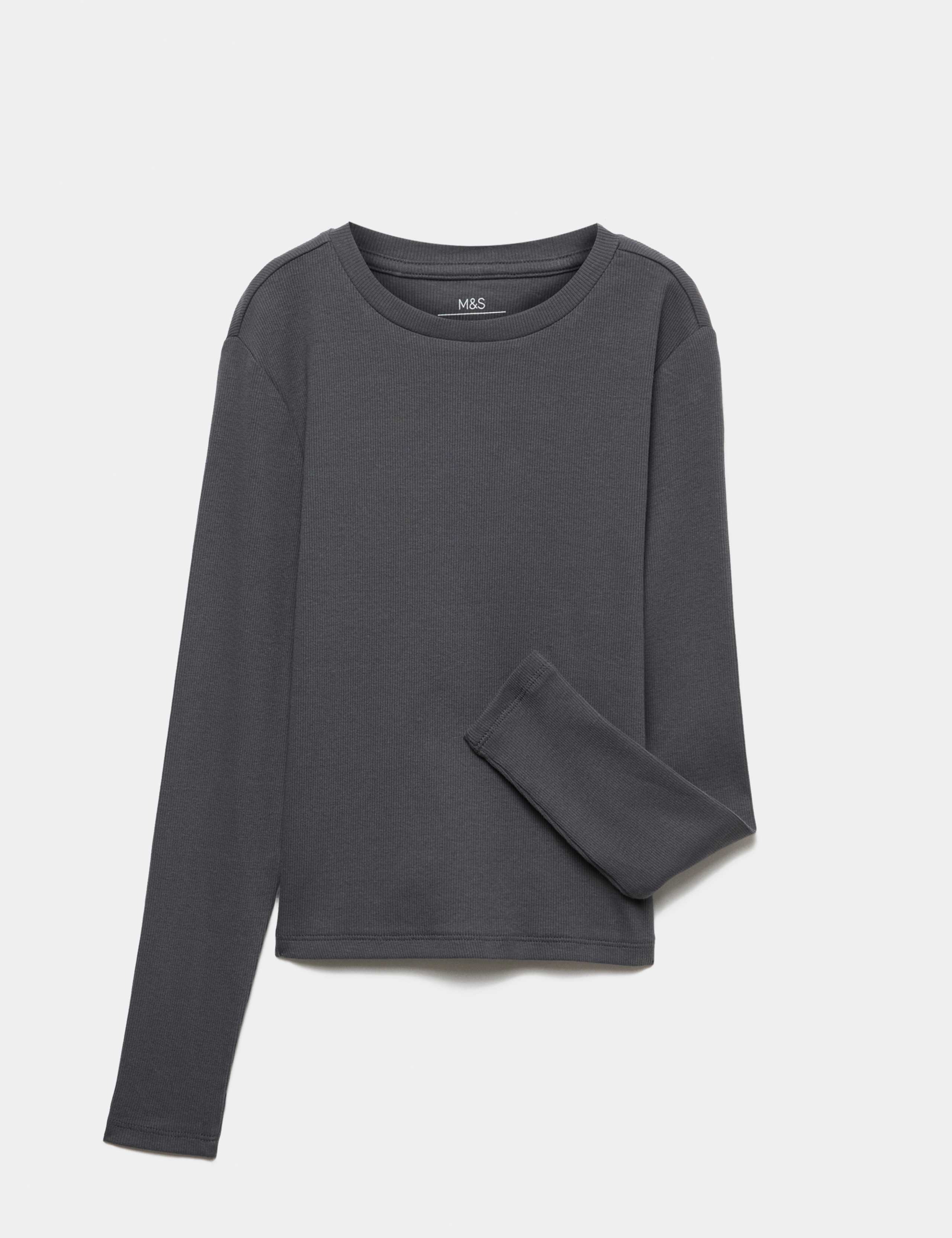 Cotton Rich Ribbed Long Sleeve Top 1 of 1