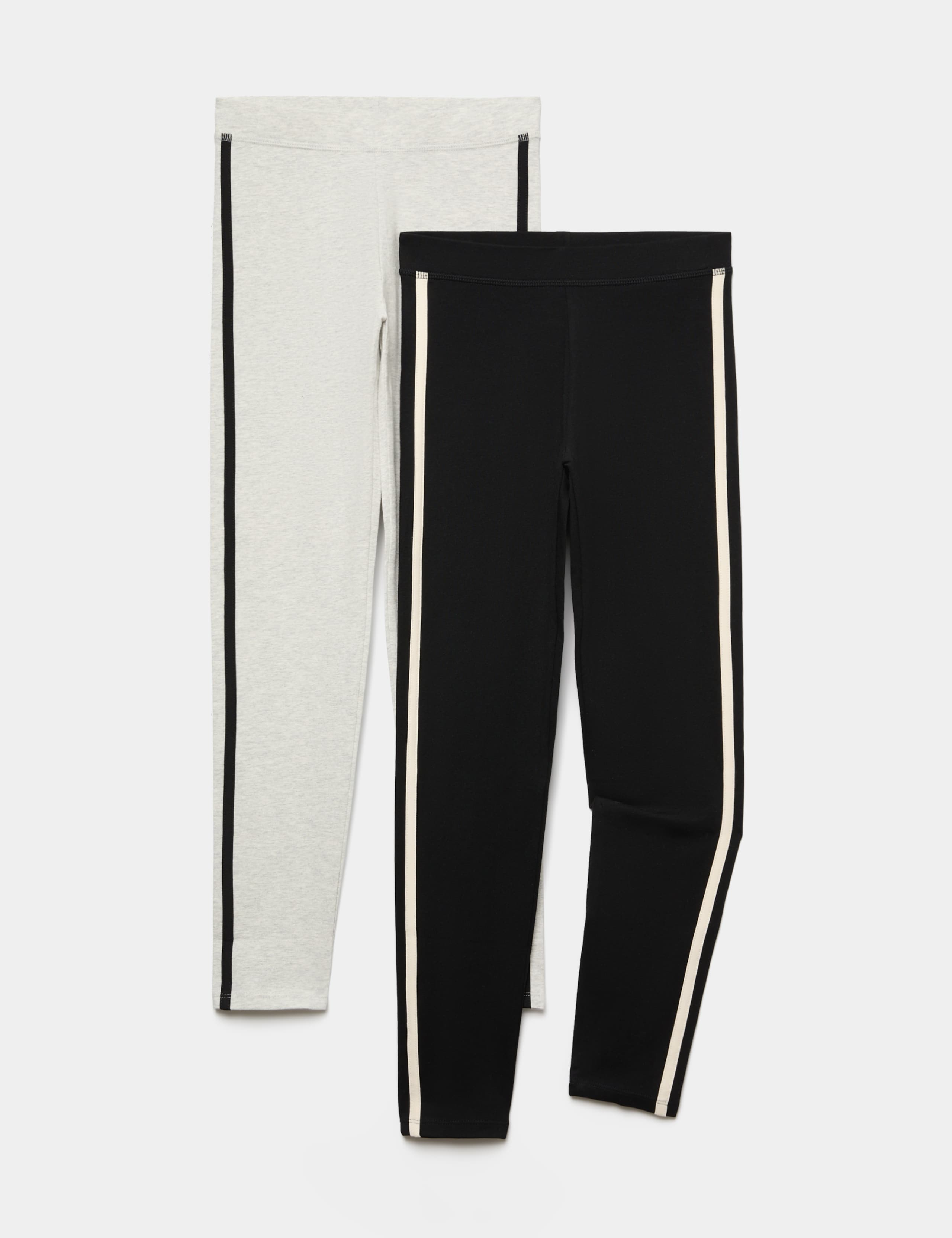 2 Pack Cotton Rich Side Stripe Leggings (6-16 Yrs) 1 of 1