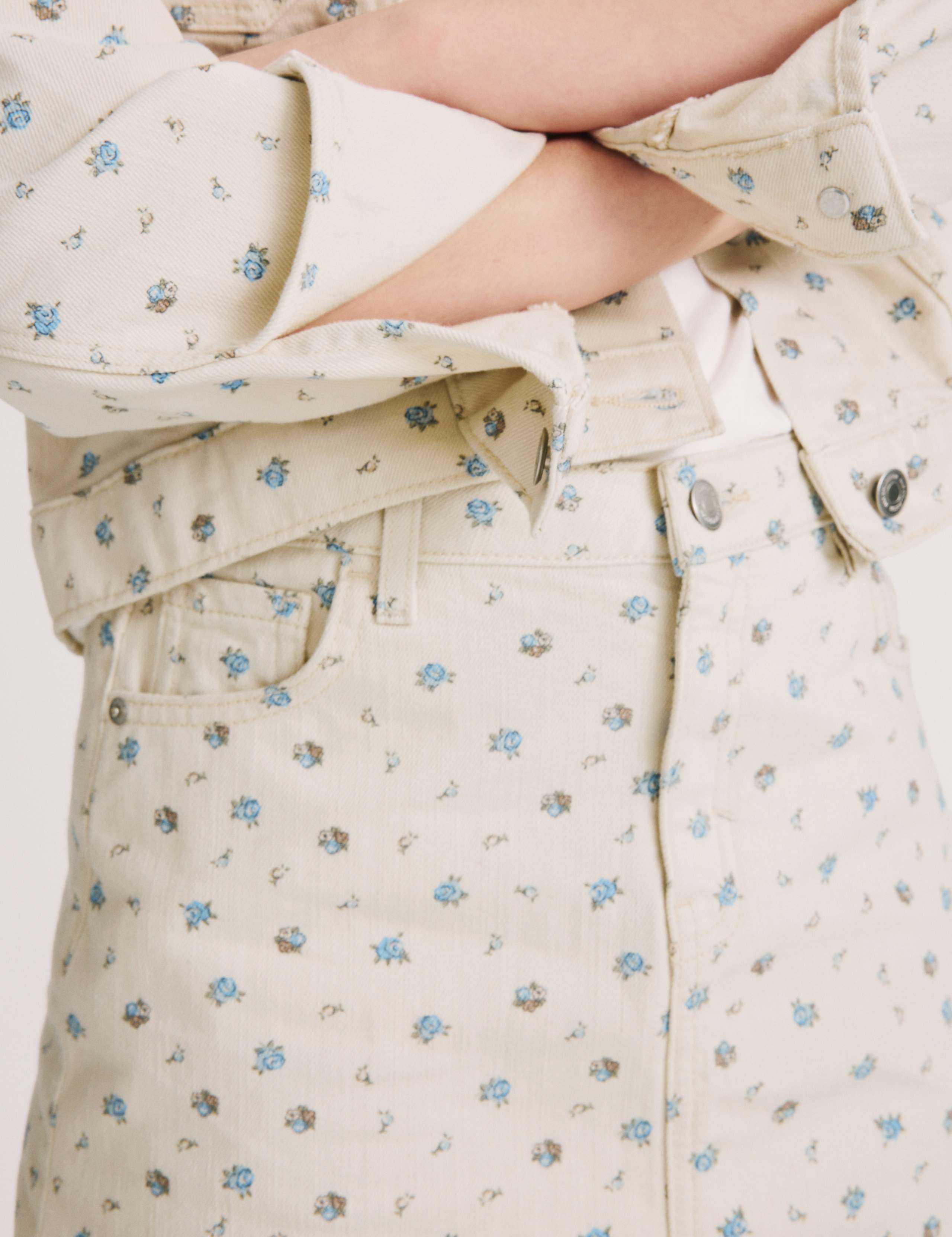 Pure Cotton Denim Ditsy Floral Skirt (2-16 Yrs) 4 of 5