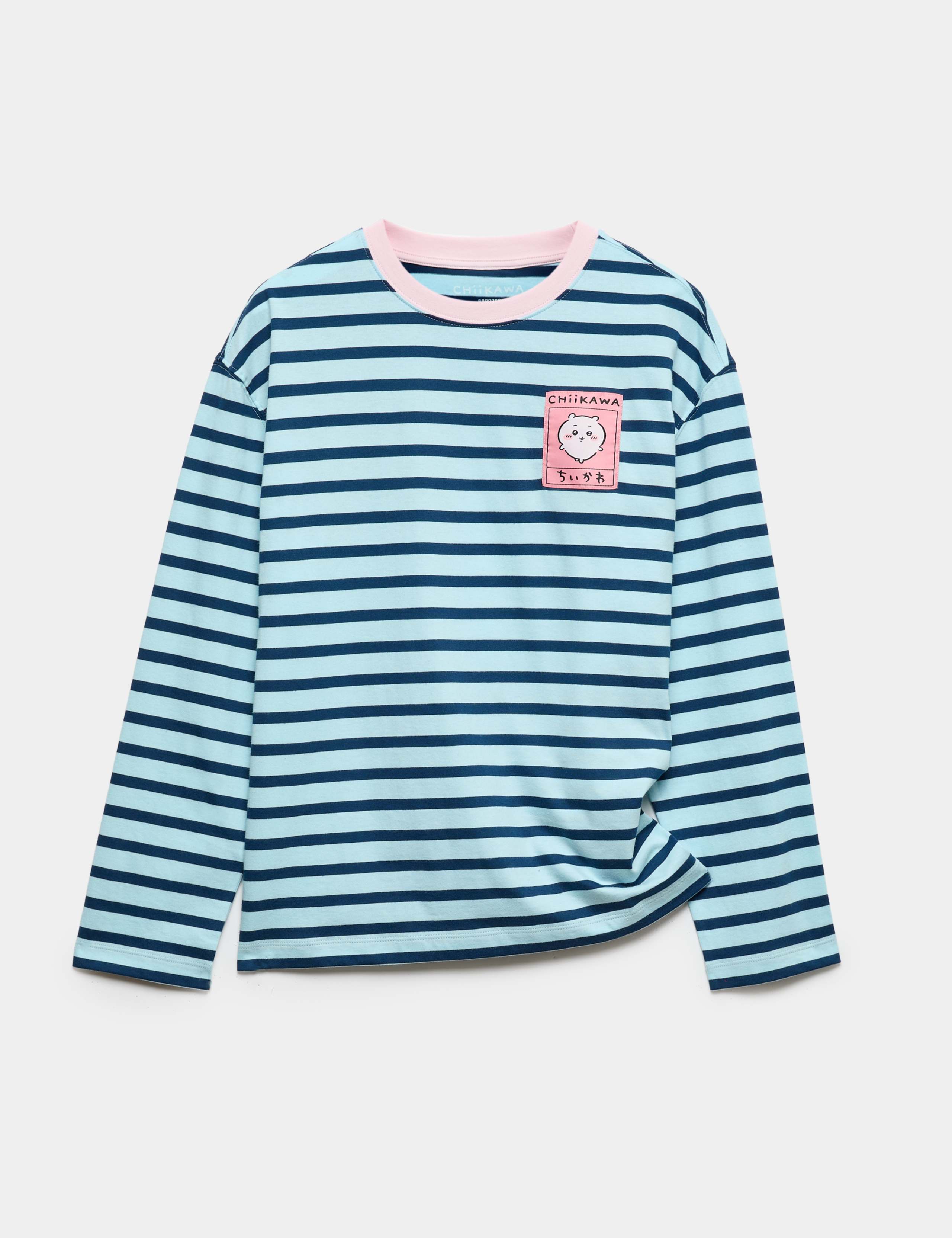 Pure Cotton Chiikawa Striped T-Shirt (6-16 Yrs) 1 of 2