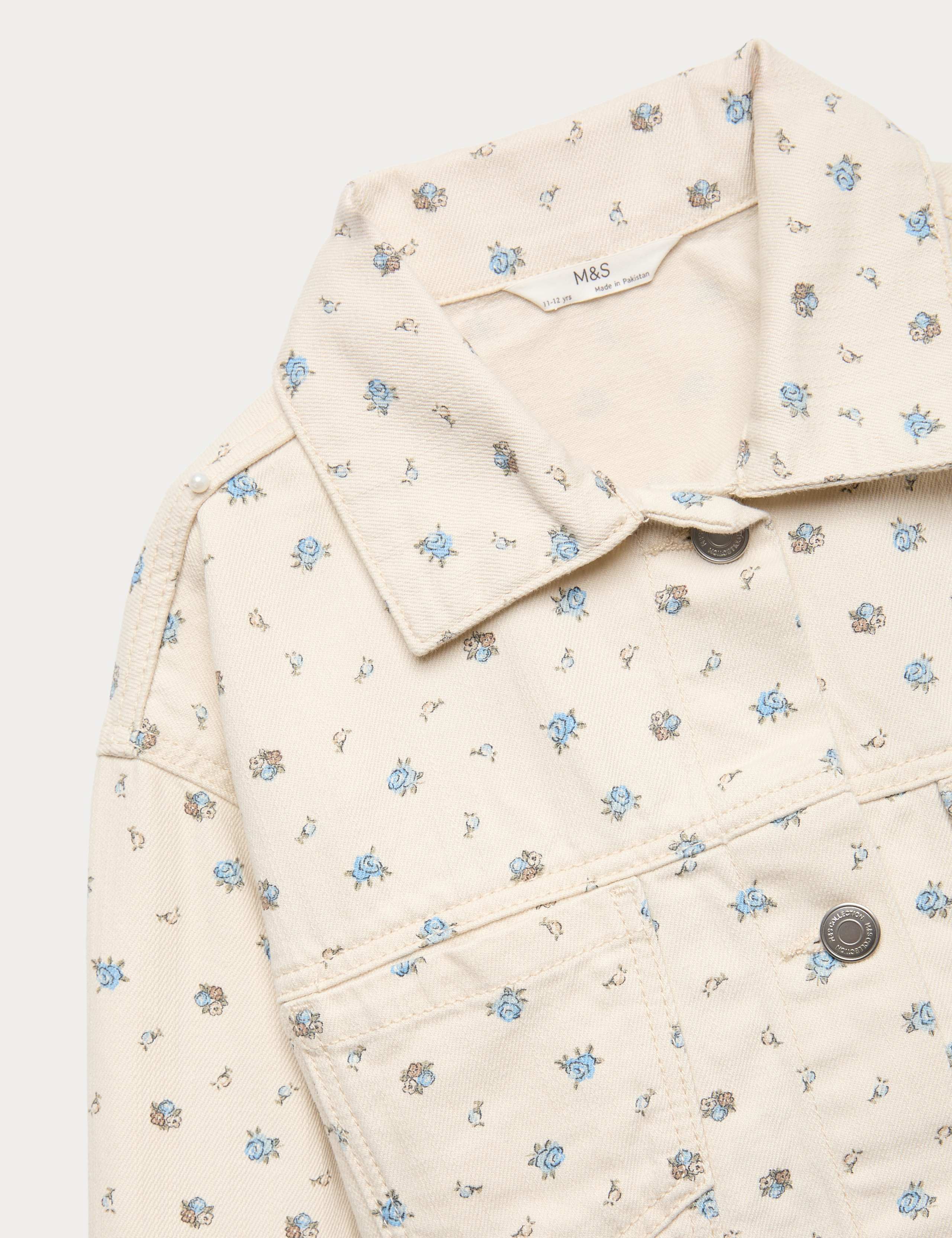 Pure Cotton Denim Ditsy Floral Jacket (2-16 Yrs) 6 of 6