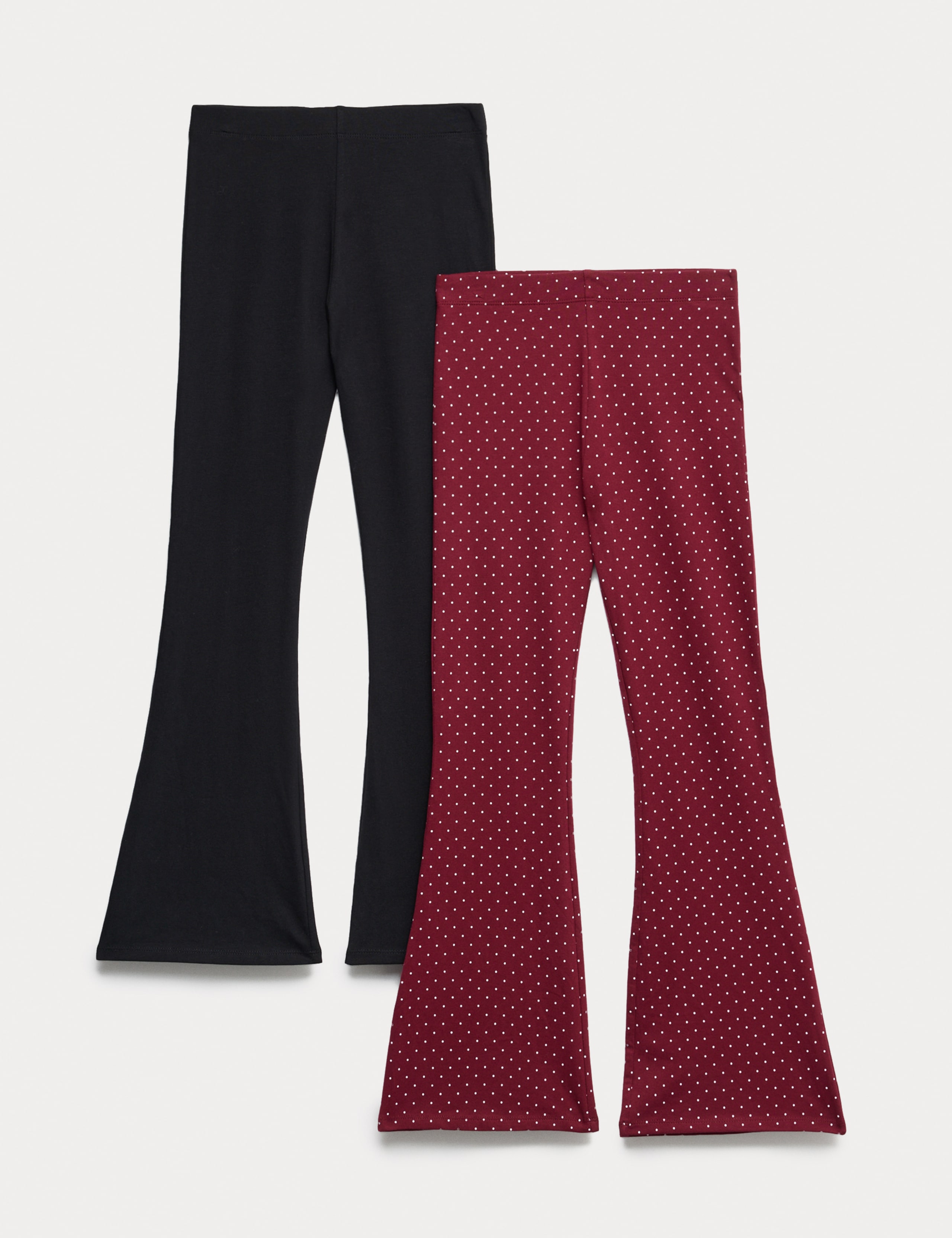2 Pack Cotton Rich Polka Dot Kickflare Leggings (6-16 Yrs) 1 of 1
