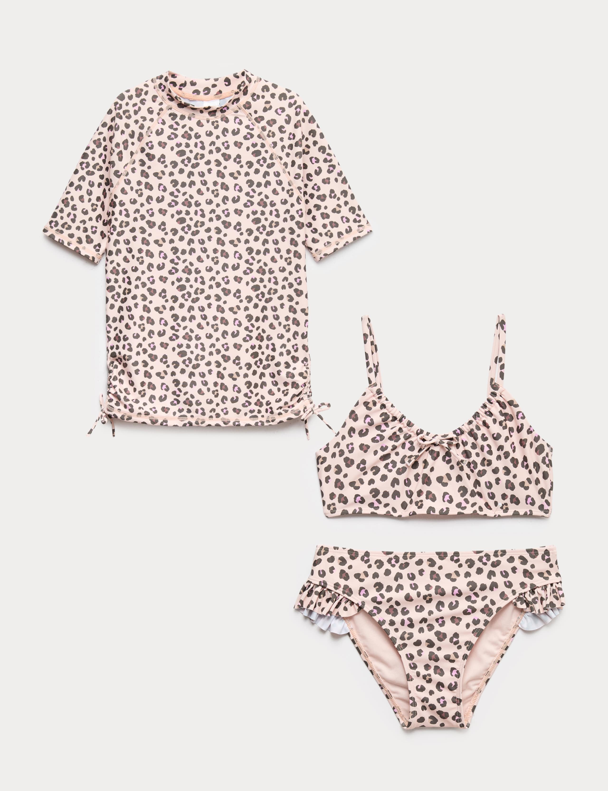 3pc Leopard Bikini with Rash Vest (6-16 Yrs) 3 of 3