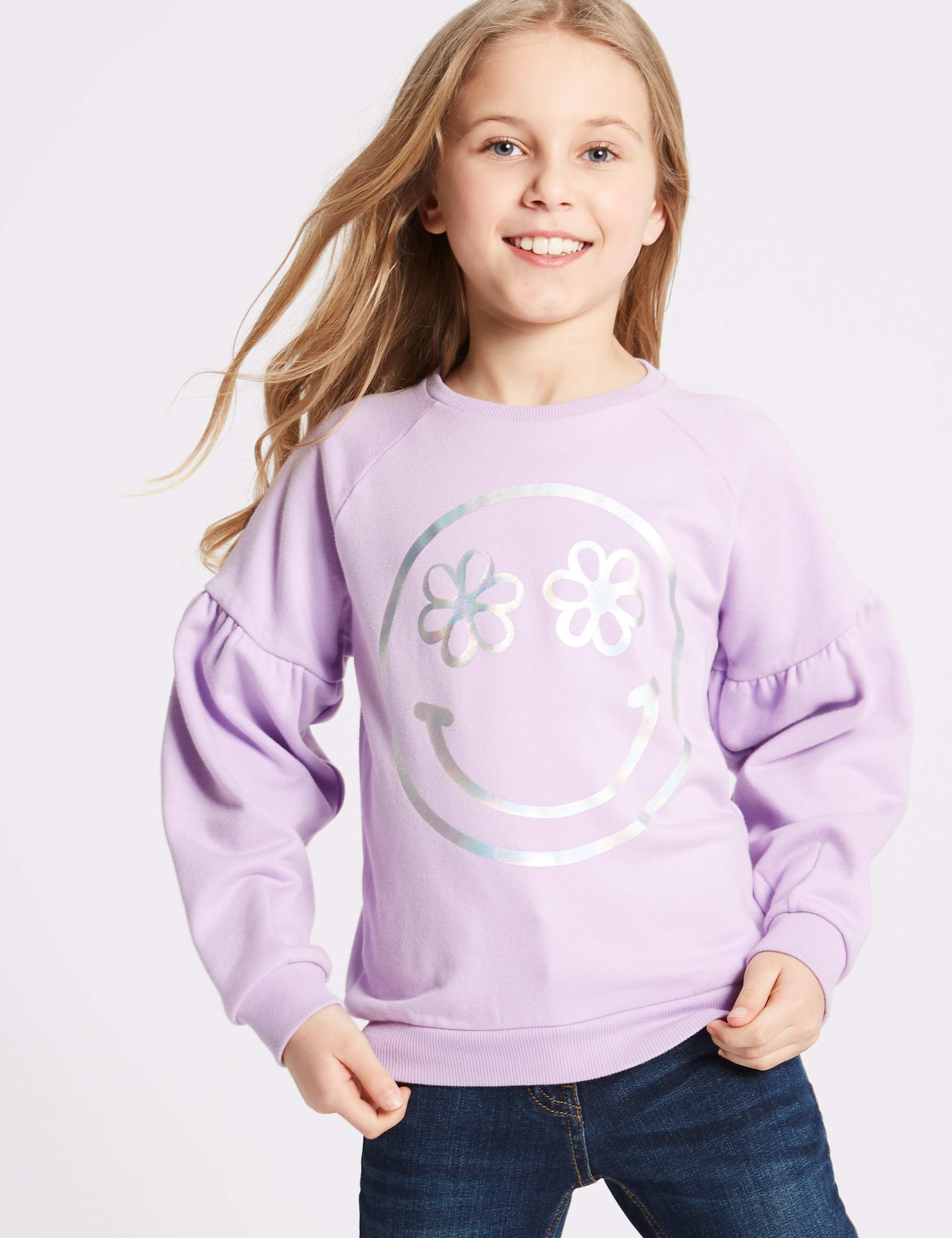 Smile Face Print Sweatshirt (3-16 Years) 1 of 3