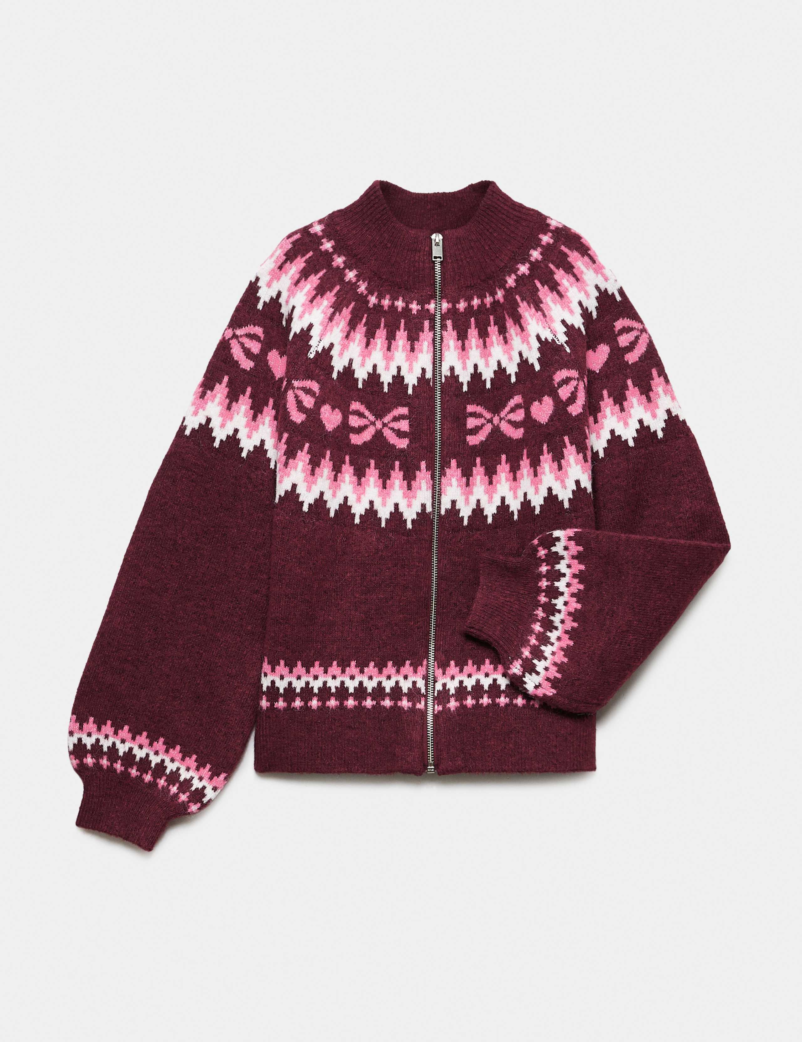 Fair Isle Zip Up Bomber Cardigan (6-16 Yrs) 1 of 1