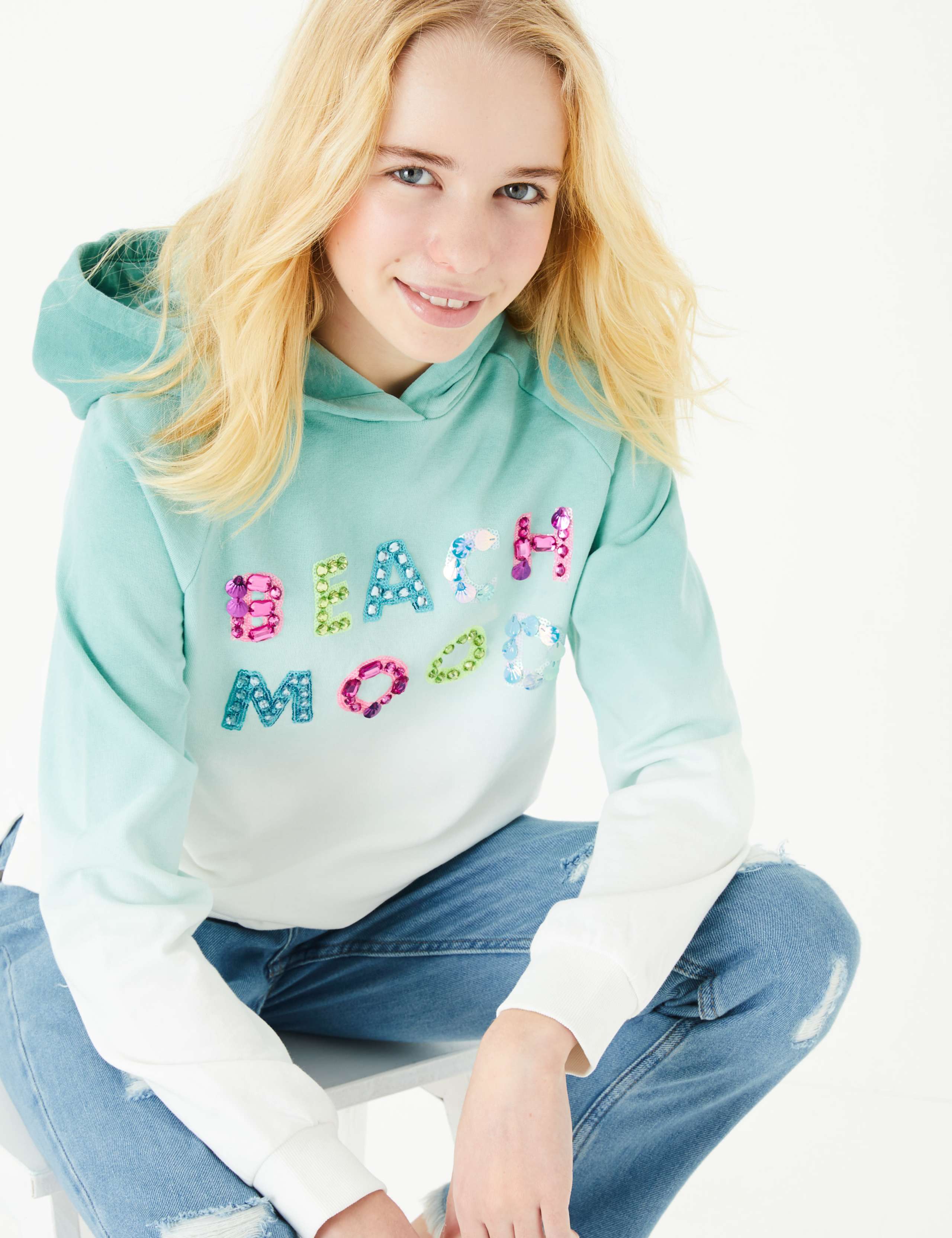 Sequin Beach Mood Slogan Sweatshirt (6-16 Yrs) 1 of 5