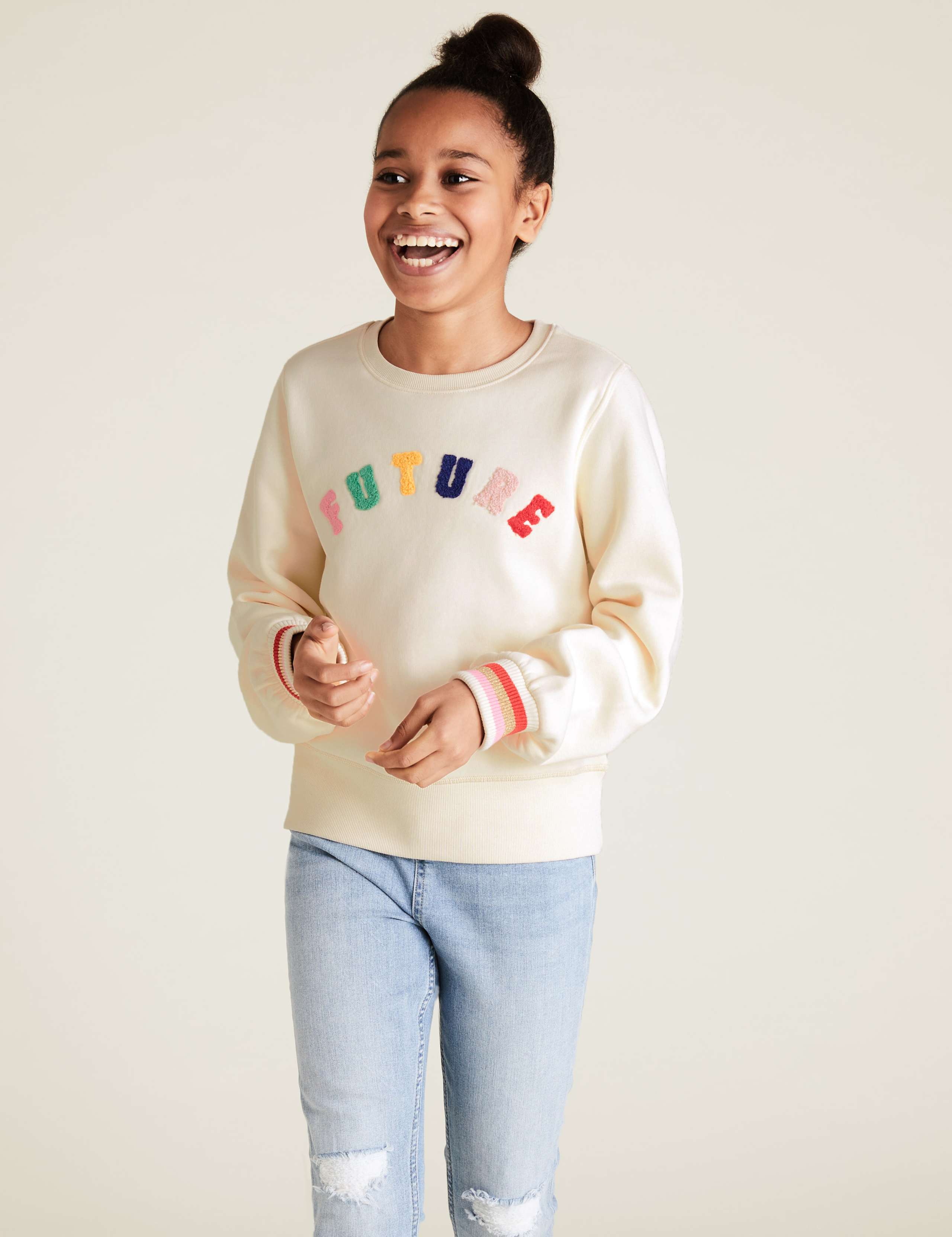 Cotton Boucle Future Slogan Sweatshirt (6-14 Yrs) 1 of 4