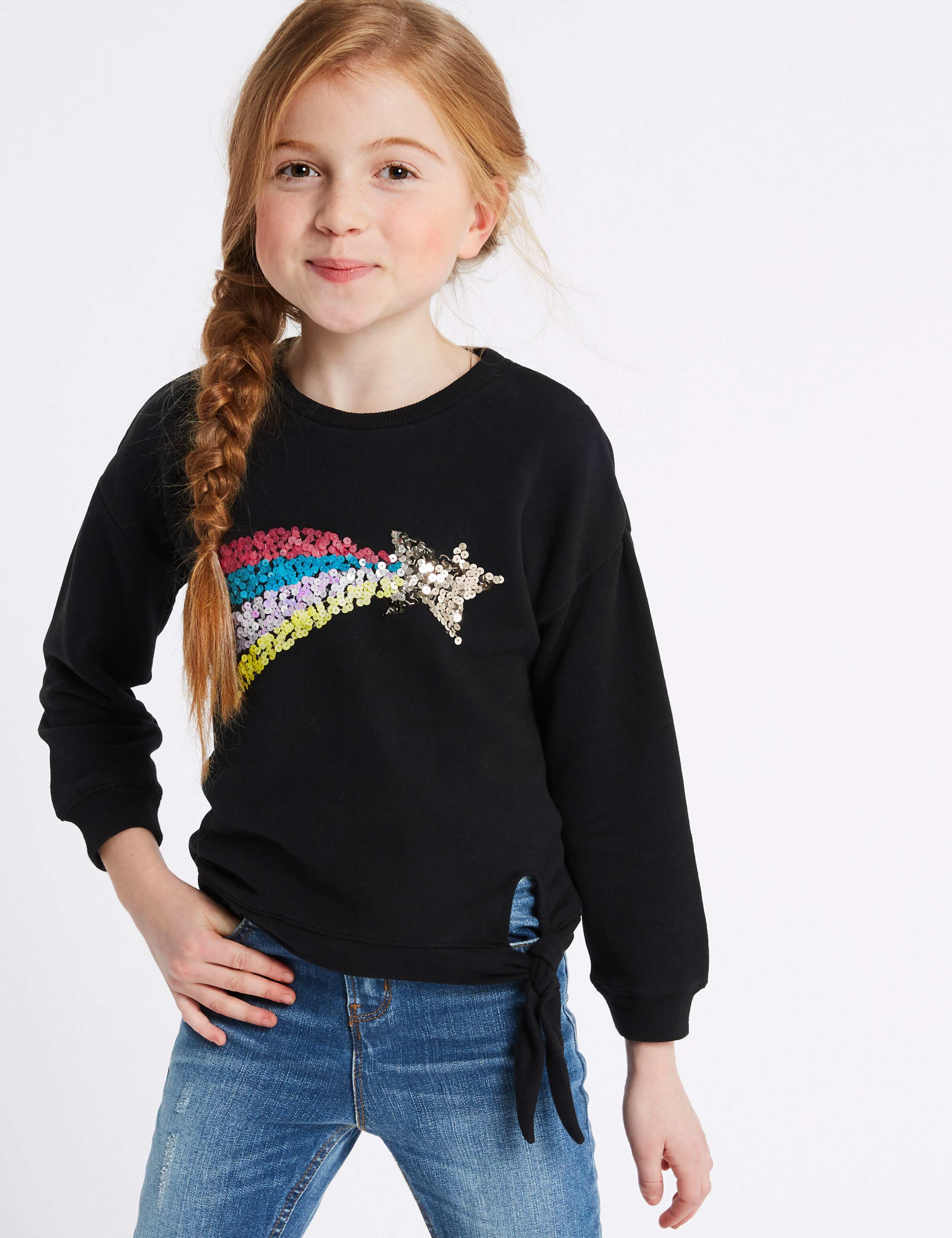 Cotton Rich Sequin Sweatshirt (3-16 Years) 1 of 5
