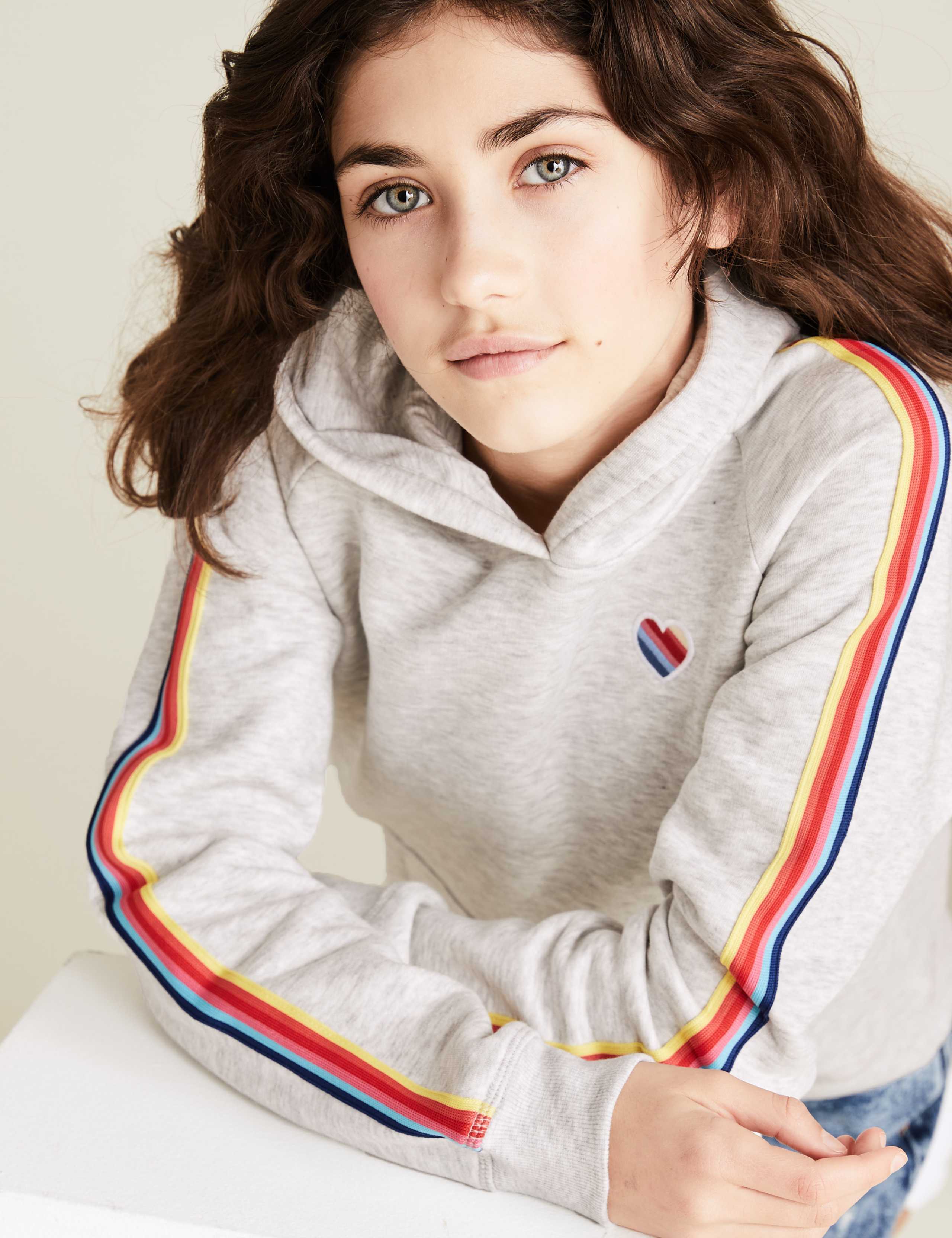 Cotton Rainbow Side Striped Hoodie (6-14 Yrs) 3 of 5