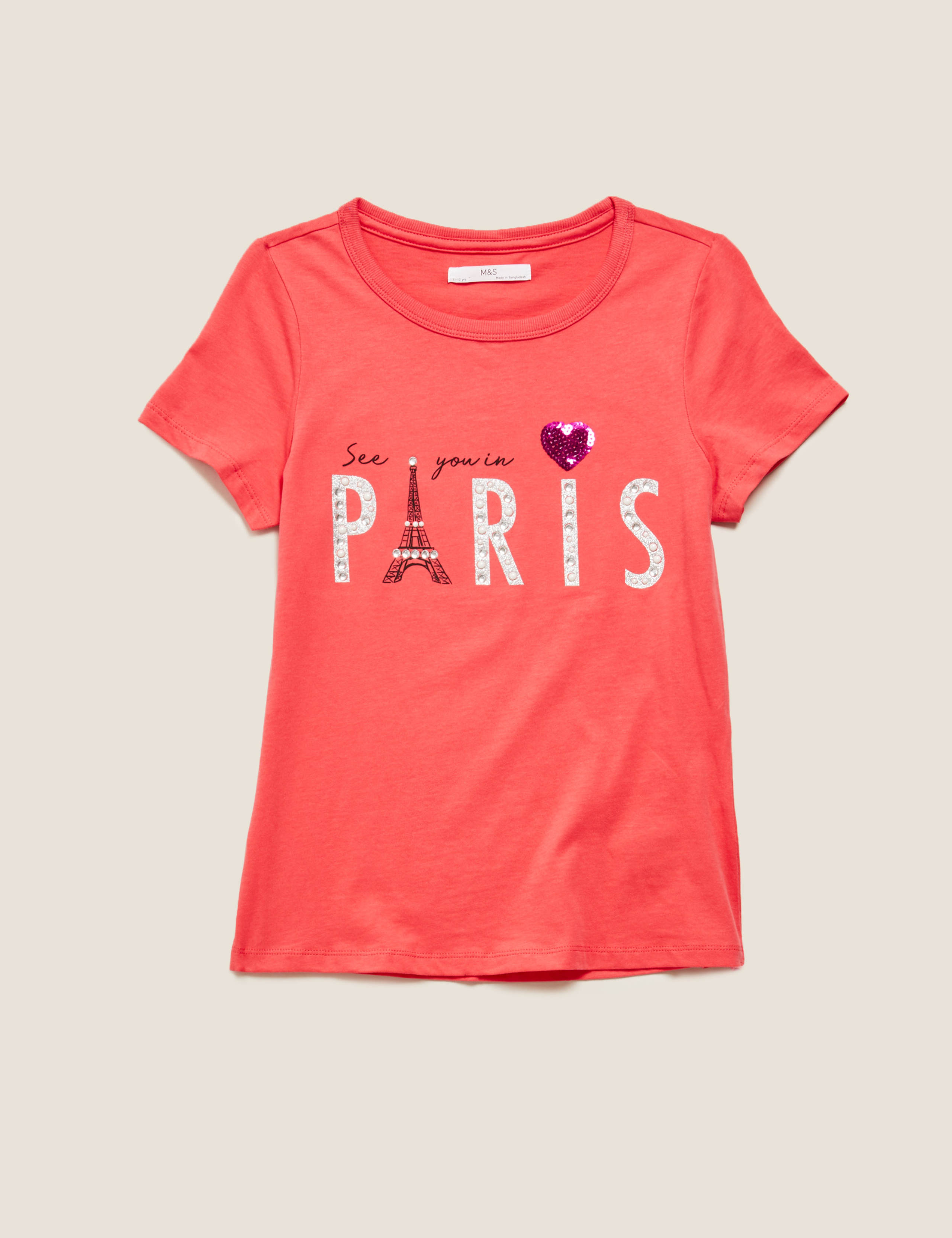 Pure Cotton Paris Slogan T-Shirt (6-16 Yrs) 2 of 4