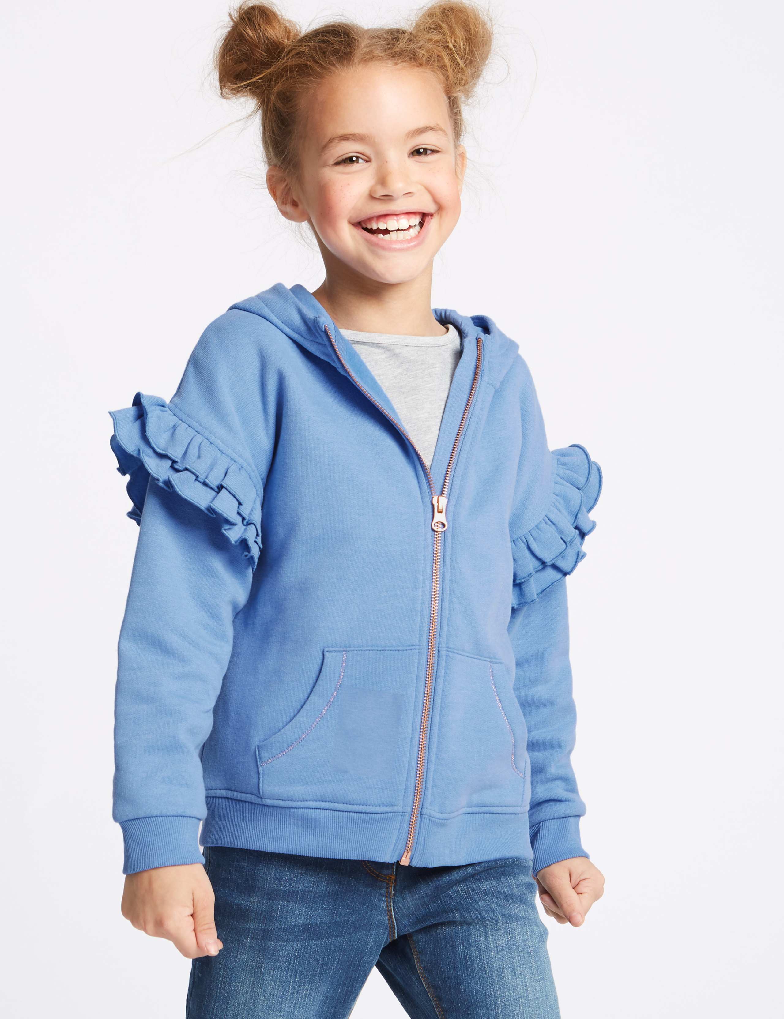 Frill Sleeve Hooded Sweatshirt (3-16 Years) 1 of 6
